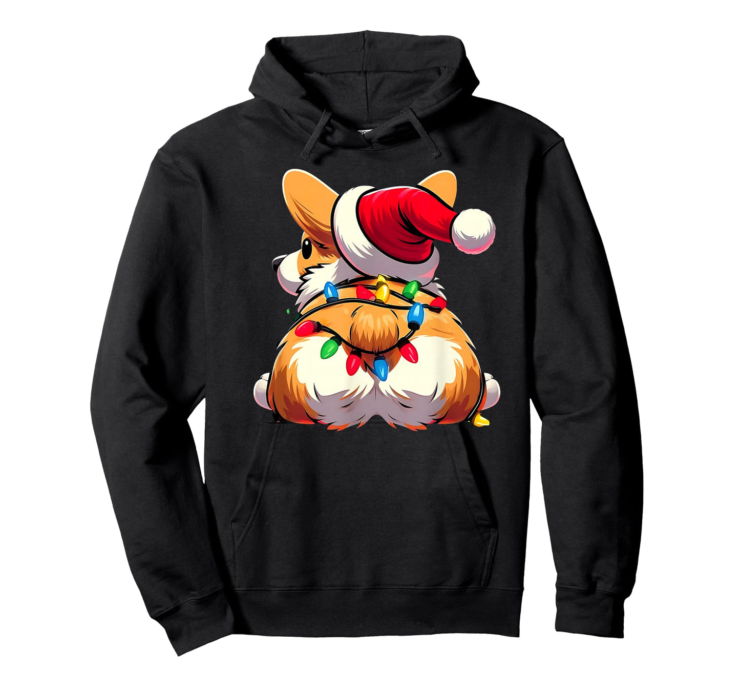 Corgi Butt Funny Xmas Santa Hat Light Christmas Cute Smile T-Shirt