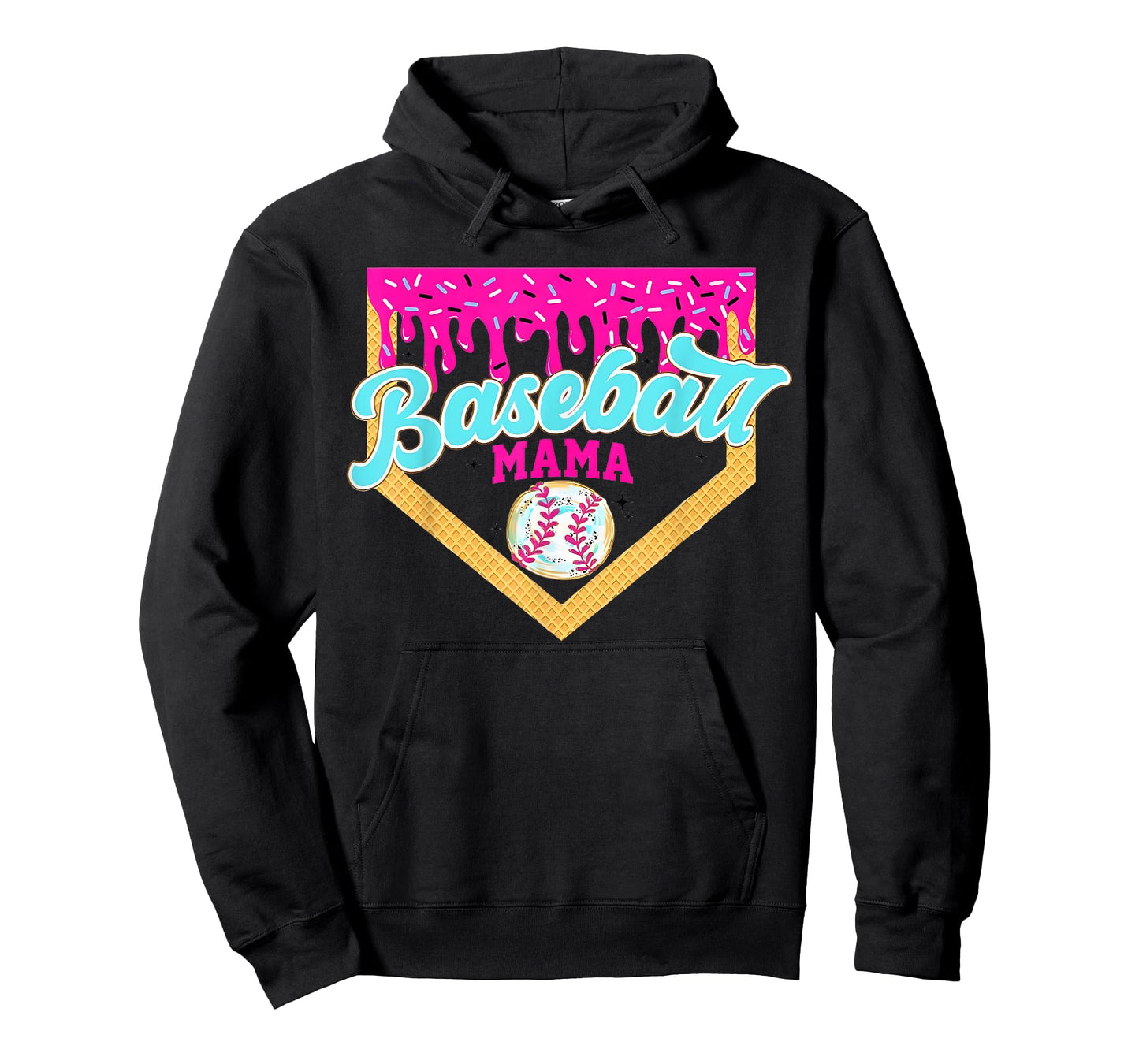 Baseball Mama Ice Cream Dripping Baseball Home Plate Drip T-Shirt