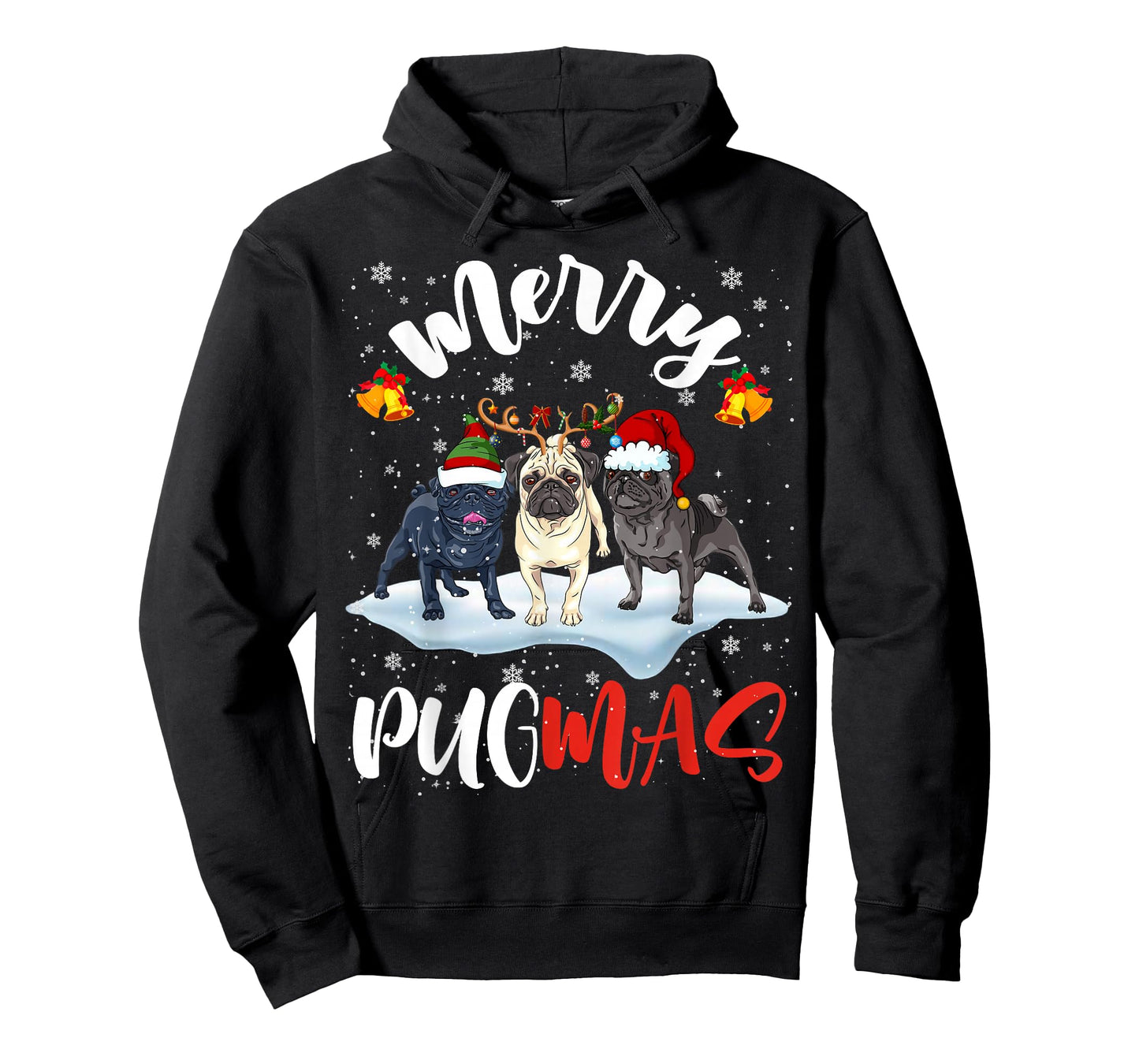 Merry Pugmas Funny Santa Reindeer Elf Pug Dog Christmas T-Shirt