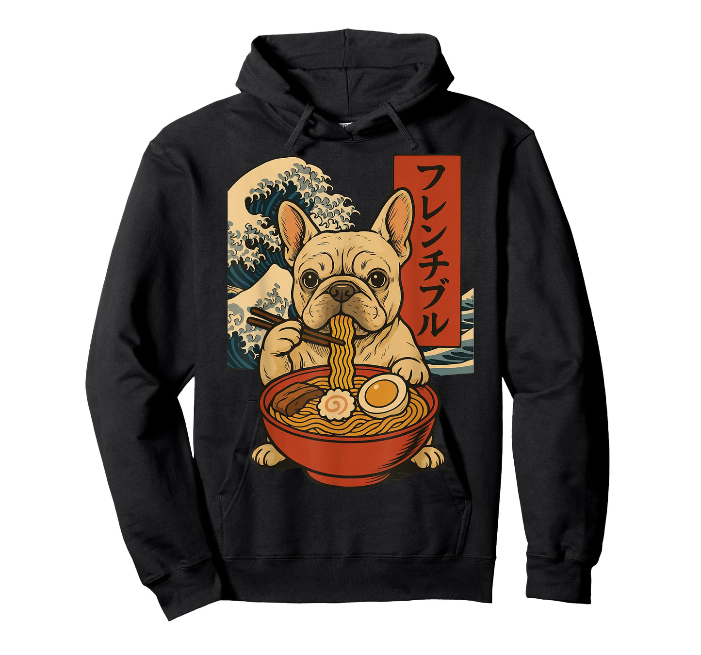 French Bulldog Eating Ramen Anime Japanese T-Shirt