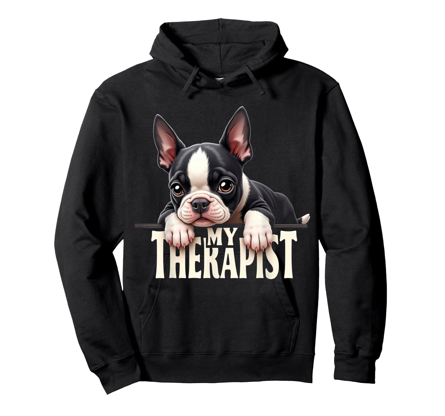 Funny Bostie Puppy My Therapist Boston Terrier Dog T-Shirt