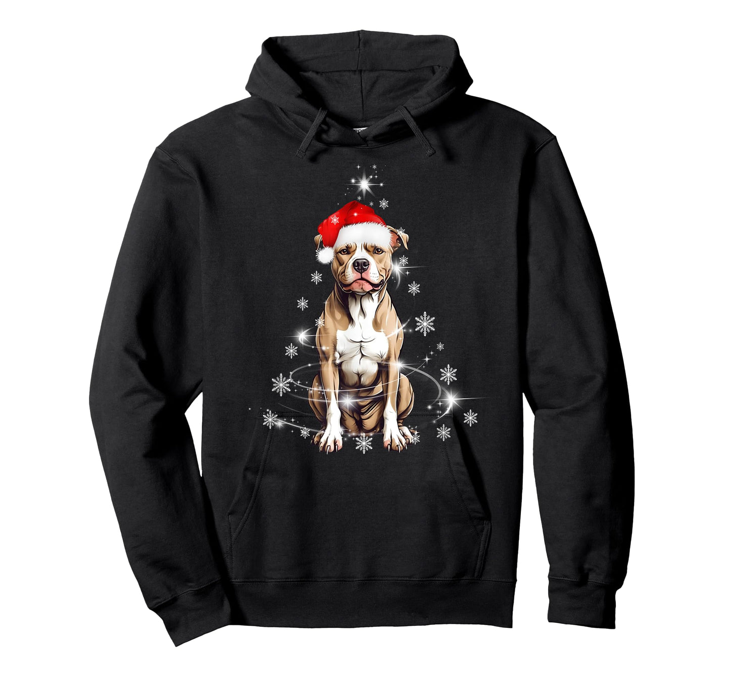 Pitbull Dog Christmas Tree Santa Hat Lights Sweater T-Shirt