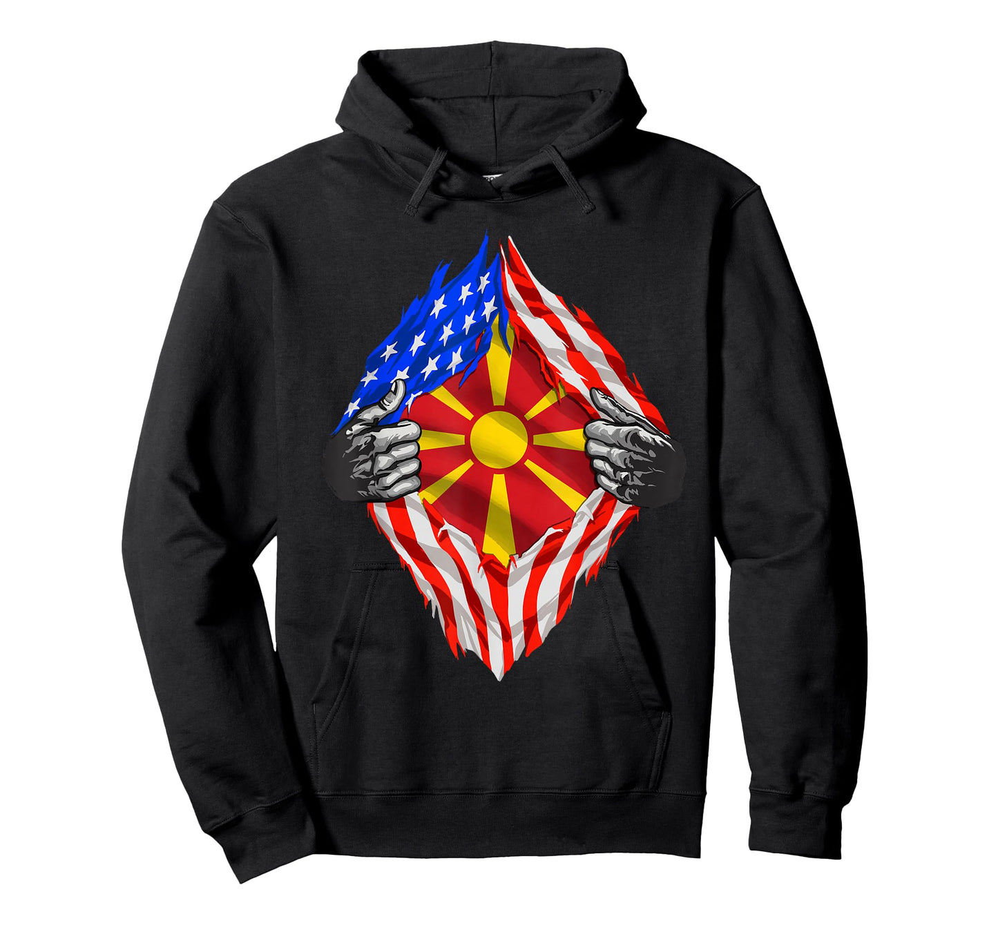 Macedonian Clothing Half America Macedonia Flag Roots T-Shirt