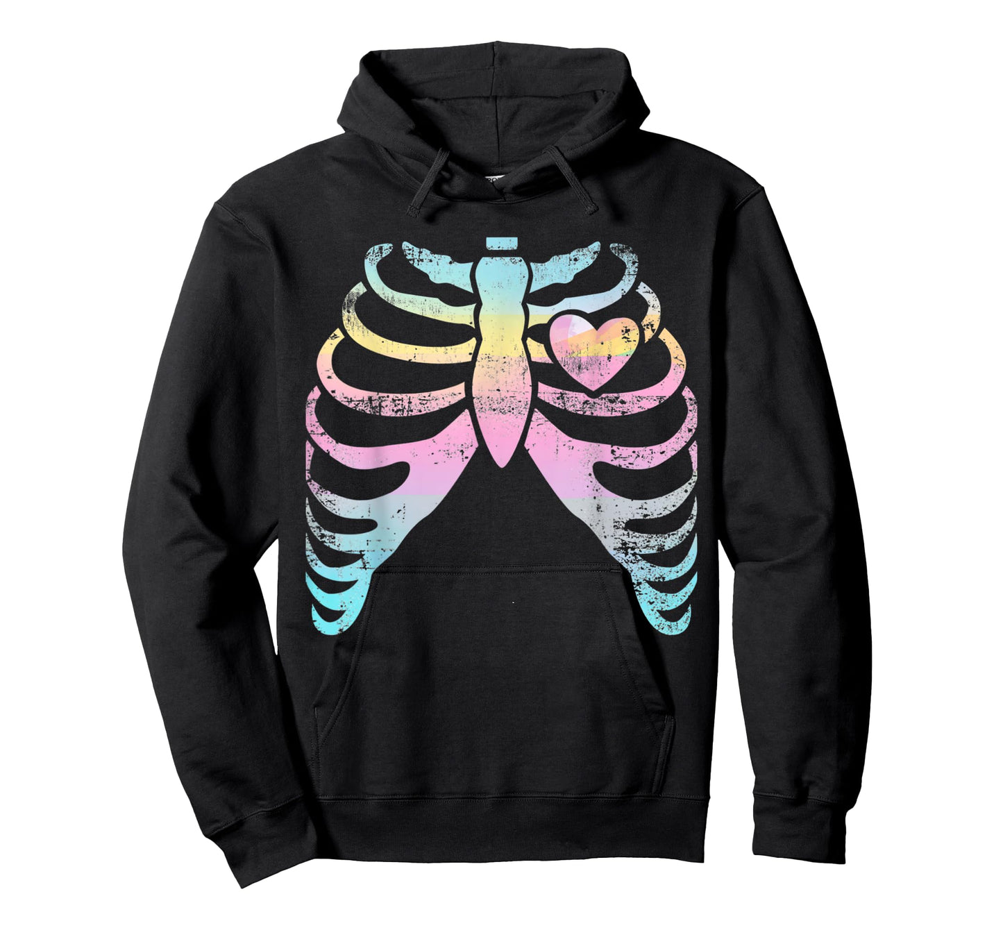 Menhera Kei Kawaii Pastel Goth Aesthetic Rib Cage & Heart T-Shirt