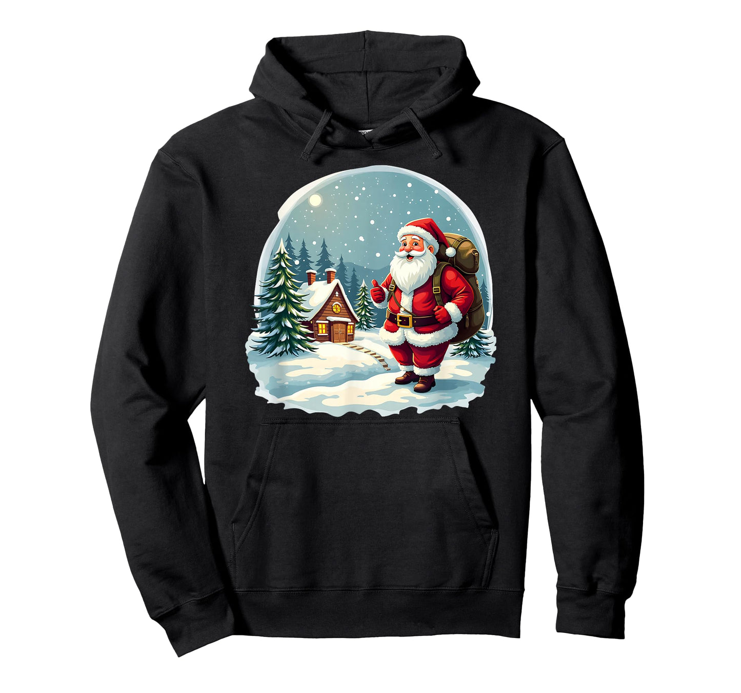 Santa Cabin in Snowy Christmas Night T-Shirt