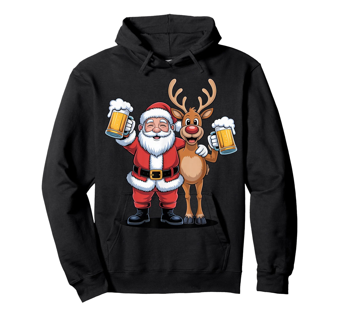 Santa and Reindeer Beer Lovers Funny Christmas Party Shirt T-Shirt