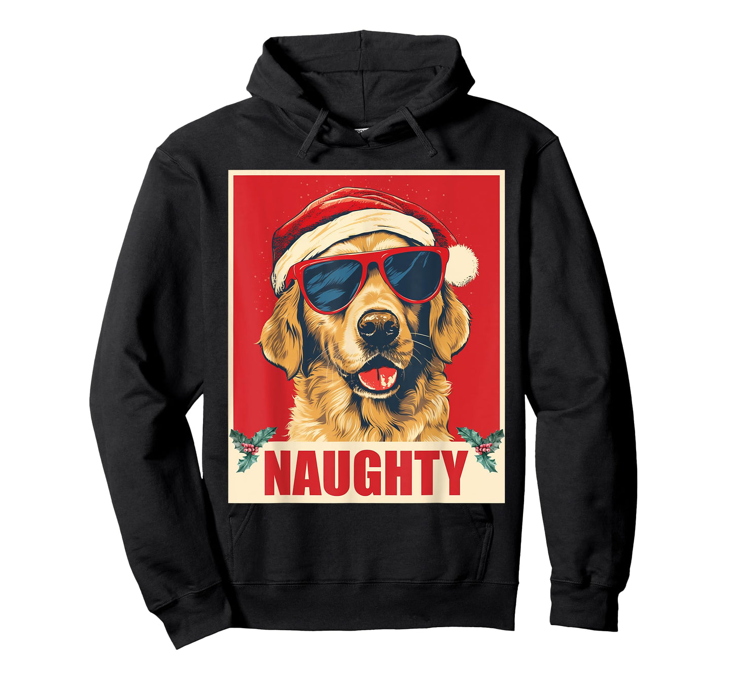 Funny Golden Retriever Christmas Naughty Vintage T-Shirt