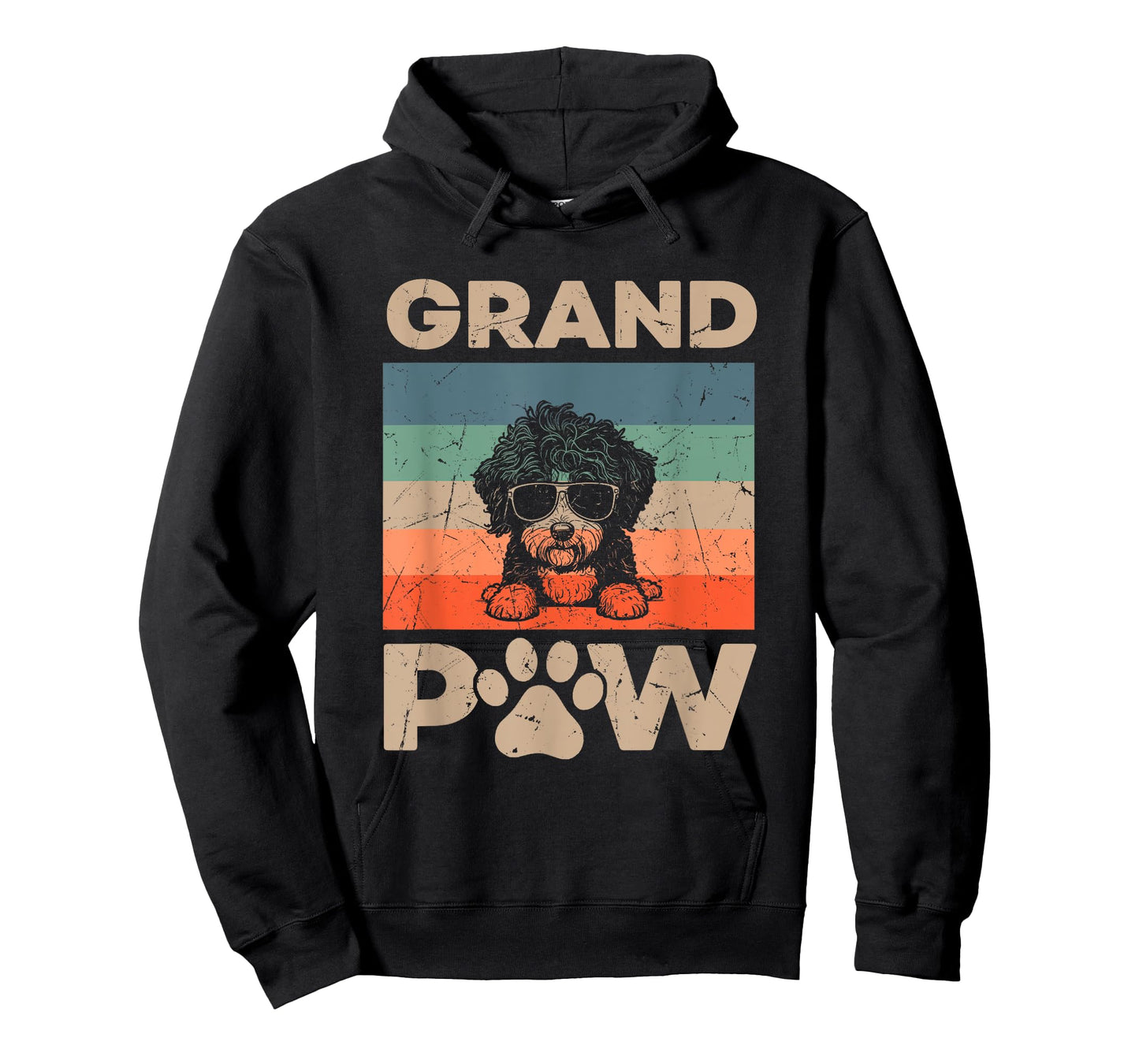 Retro Grand Paw Aussiedoodle Dog Grandpaw Grandpa Christmas Men Women Kids T-Shirt