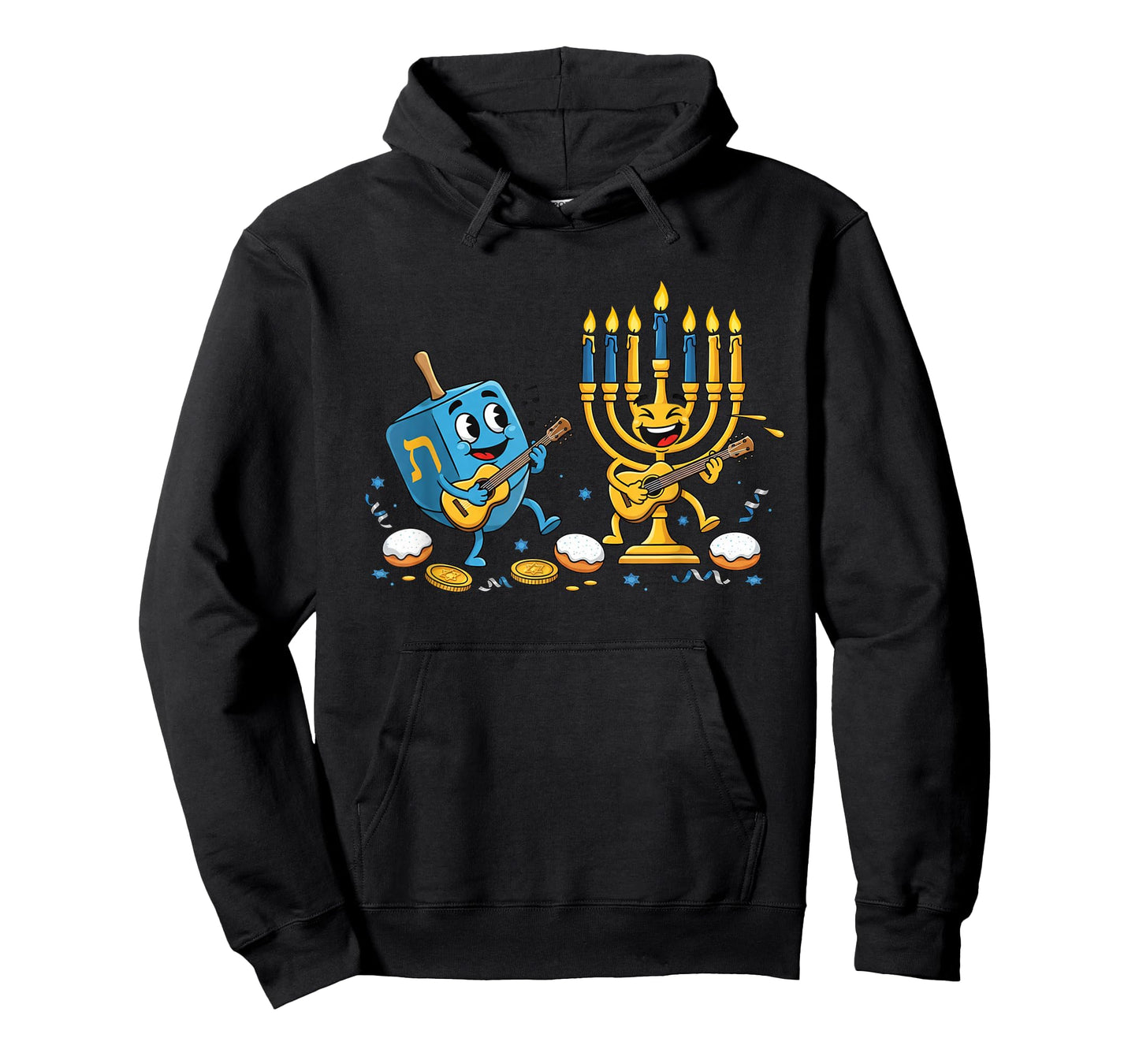 Funny Guitar Dreidel Menorah Hanukkah Kids Womens Mens T-Shirt