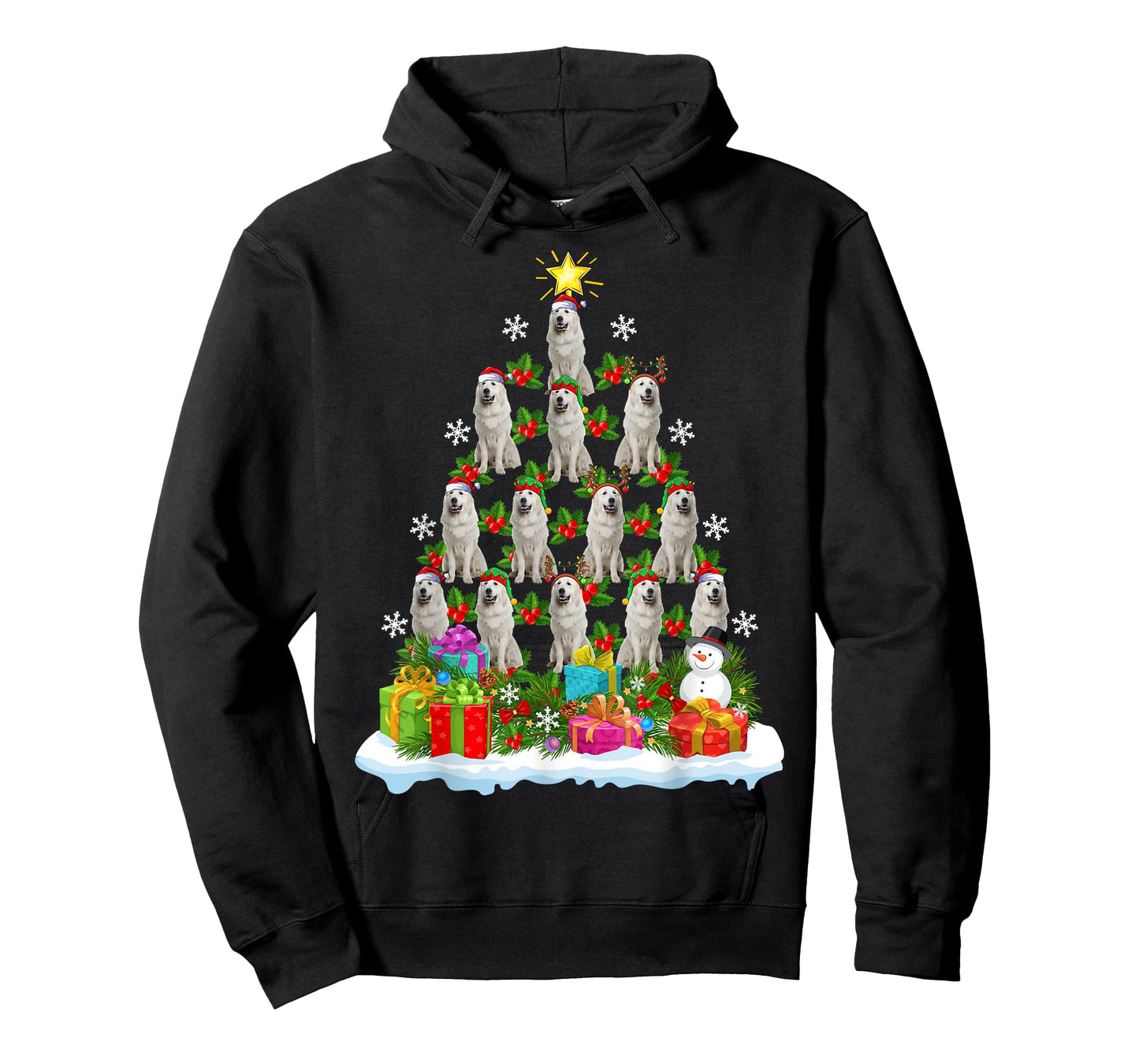 Xmas Decoration Santa Great Pyrenees Dog Christmas Tree Men Women Kids T-Shirt
