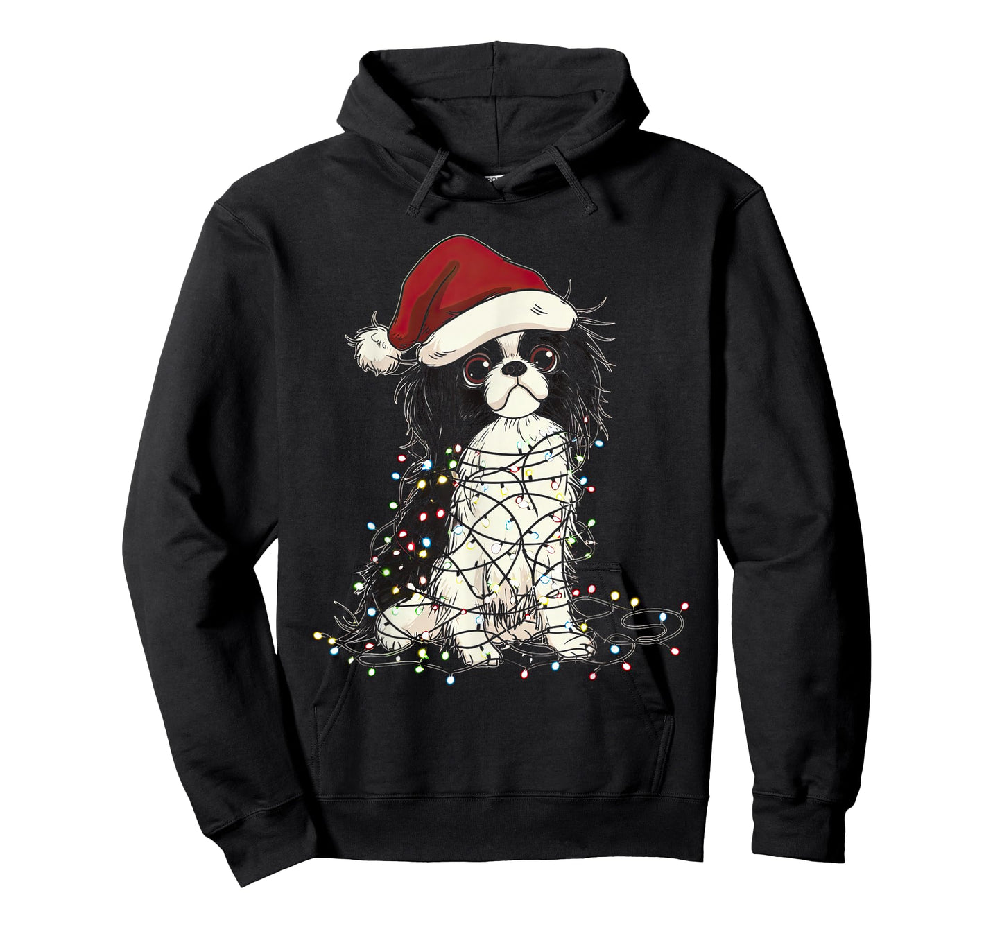 Funny Japanese Chin Christmas Graphics Dog Lights Lover T-Shirt