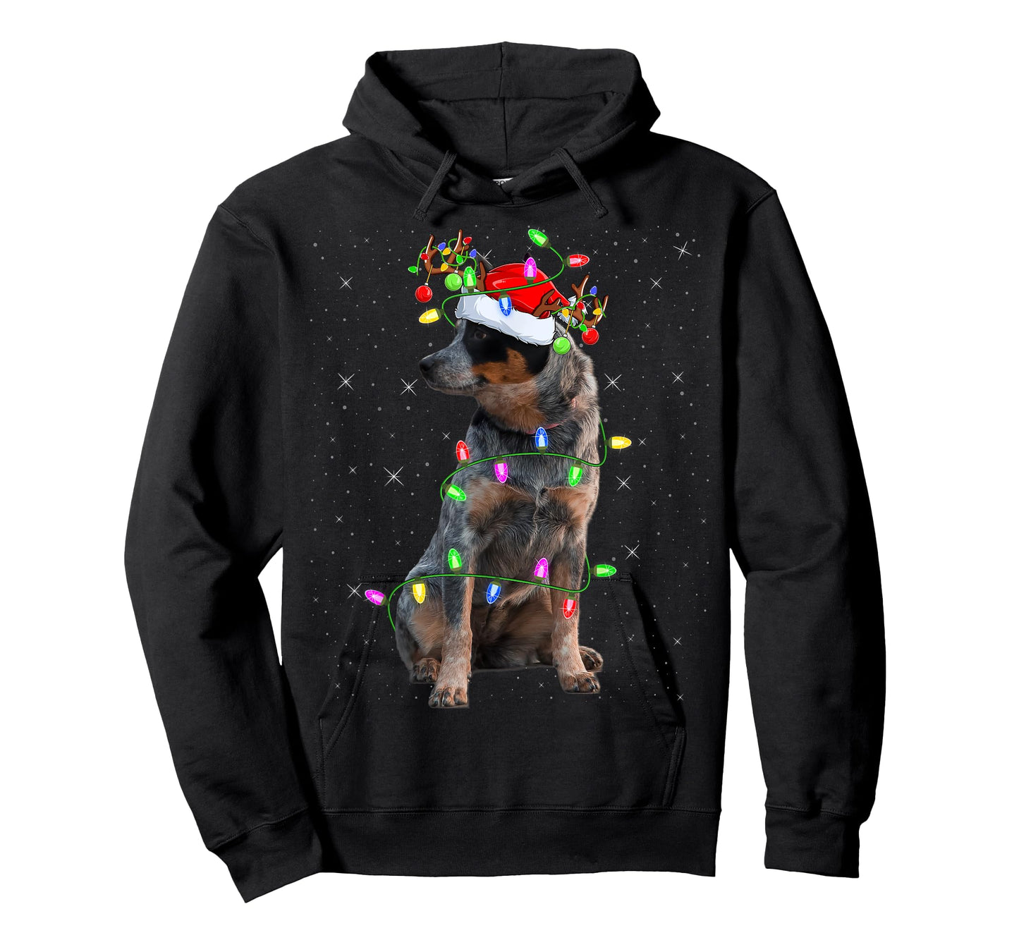 Xmas Holiday Lighting Santa Blue Heeler Dog Christmas Men Women Kids T-Shirt