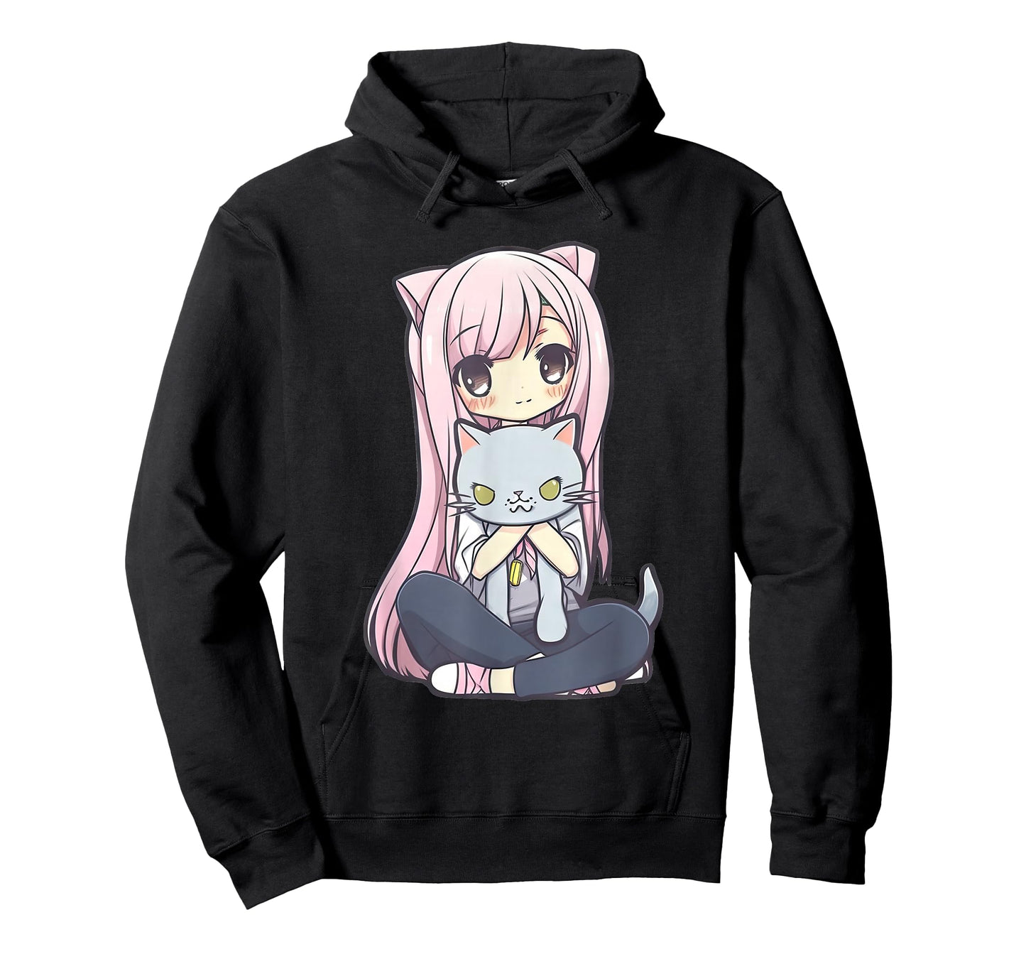 Anime and Cats Kawaii Cute Teen Otaku Girl with Cat T-Shirt