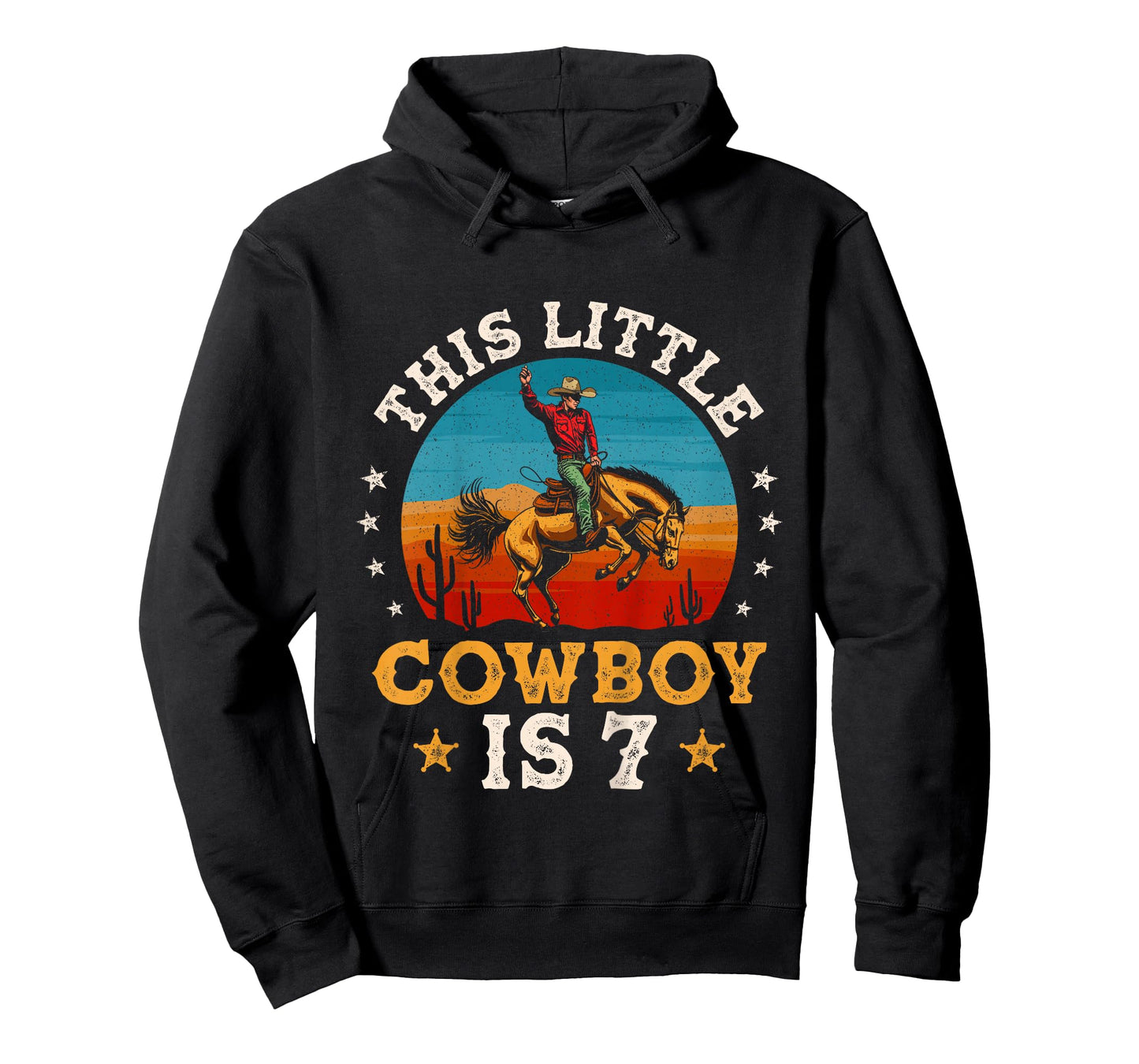 Kids Cowboy 7th Birthday Party 7 Year Old Boy Western Rodeo Horse T-Shirt