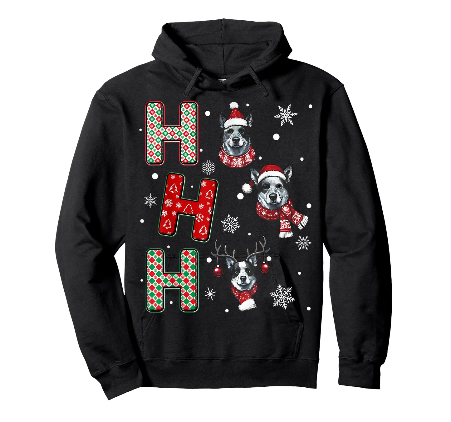 Ho Ho Ho Blue Heeler Dog Matching Christmas Santa Elf Xmas T-Shirt