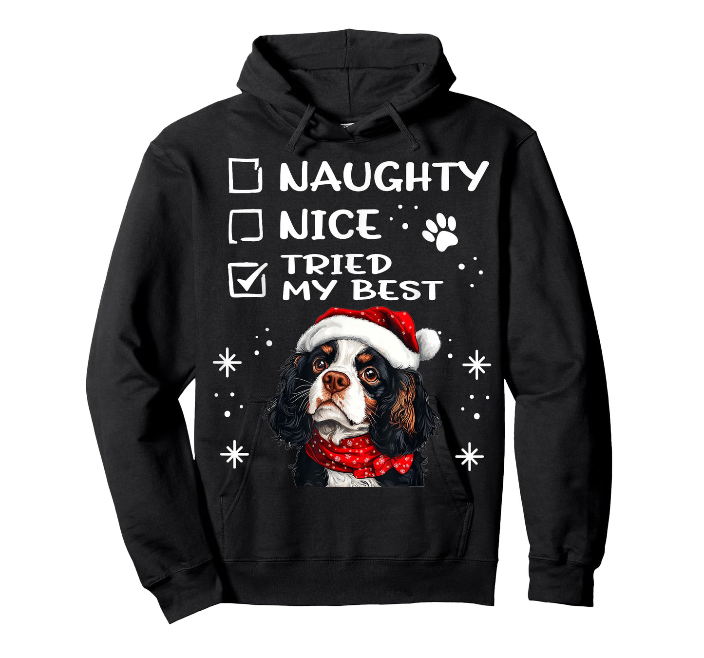 Cute Cavalier King Charles Spaniel Dog Christmas Naughty T-Shirt