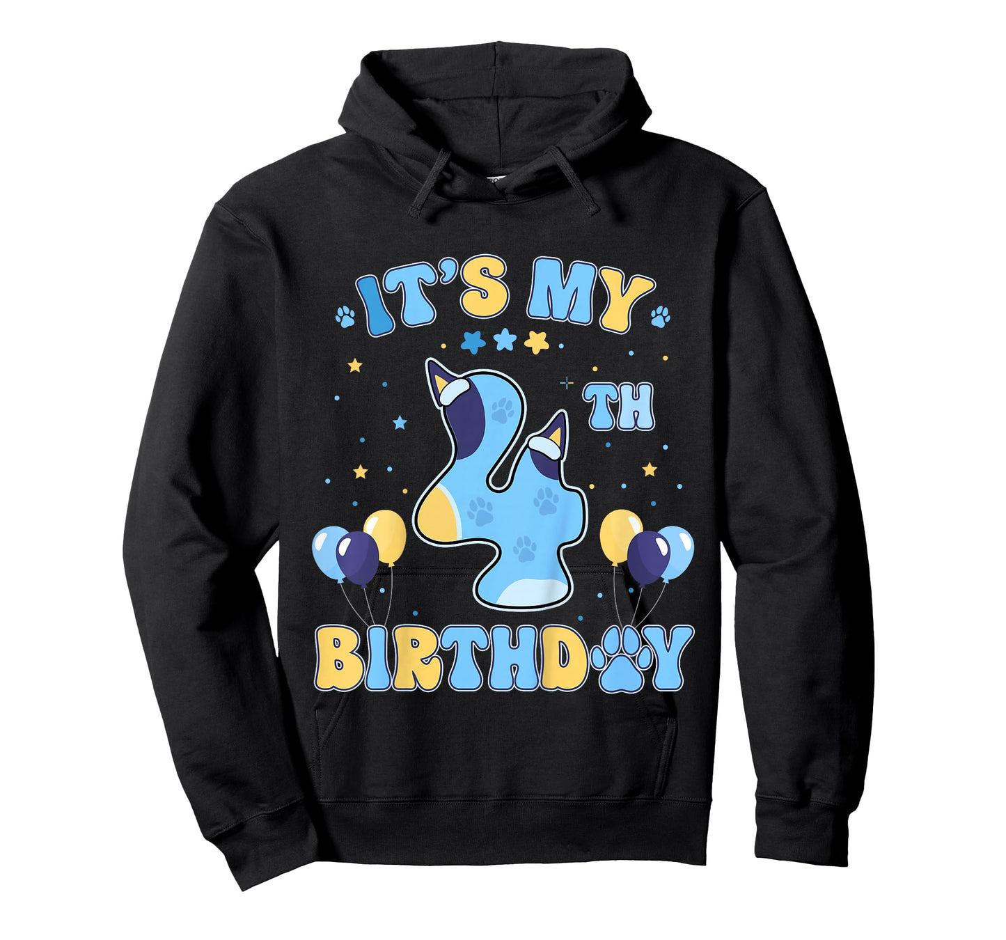 Kids Its My 4th Birthday Party Blue Dog Funny 4 Year Old Boy Girl T-Shirt