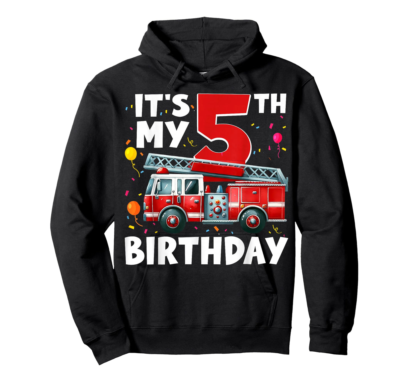 5th Birthday Boy Fire Truck 5 Year Old Toddler Firefighter T-Shirt