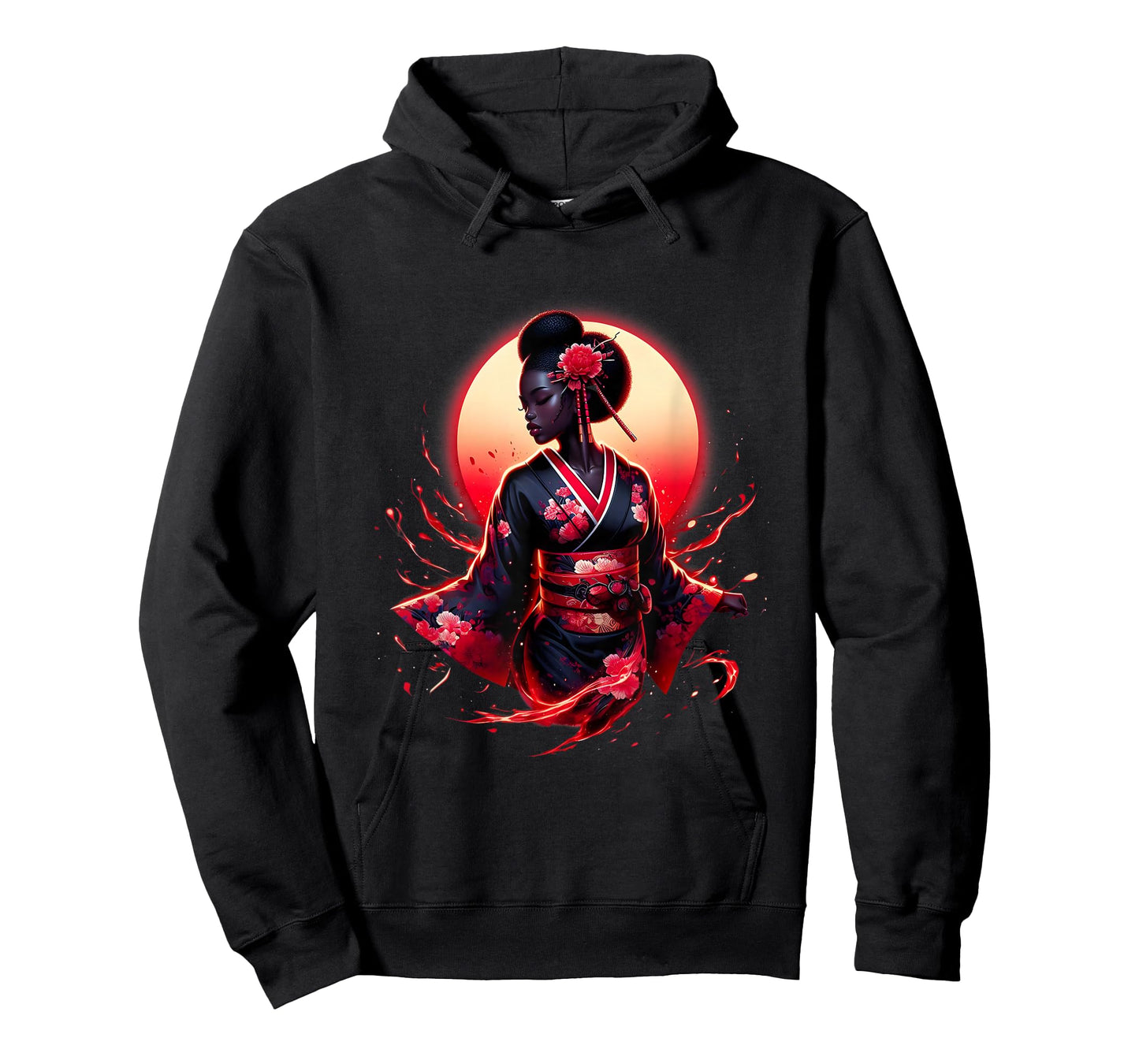 Samurai Girl Black Cat Women Black Woman Japanese Anime T-Shirt