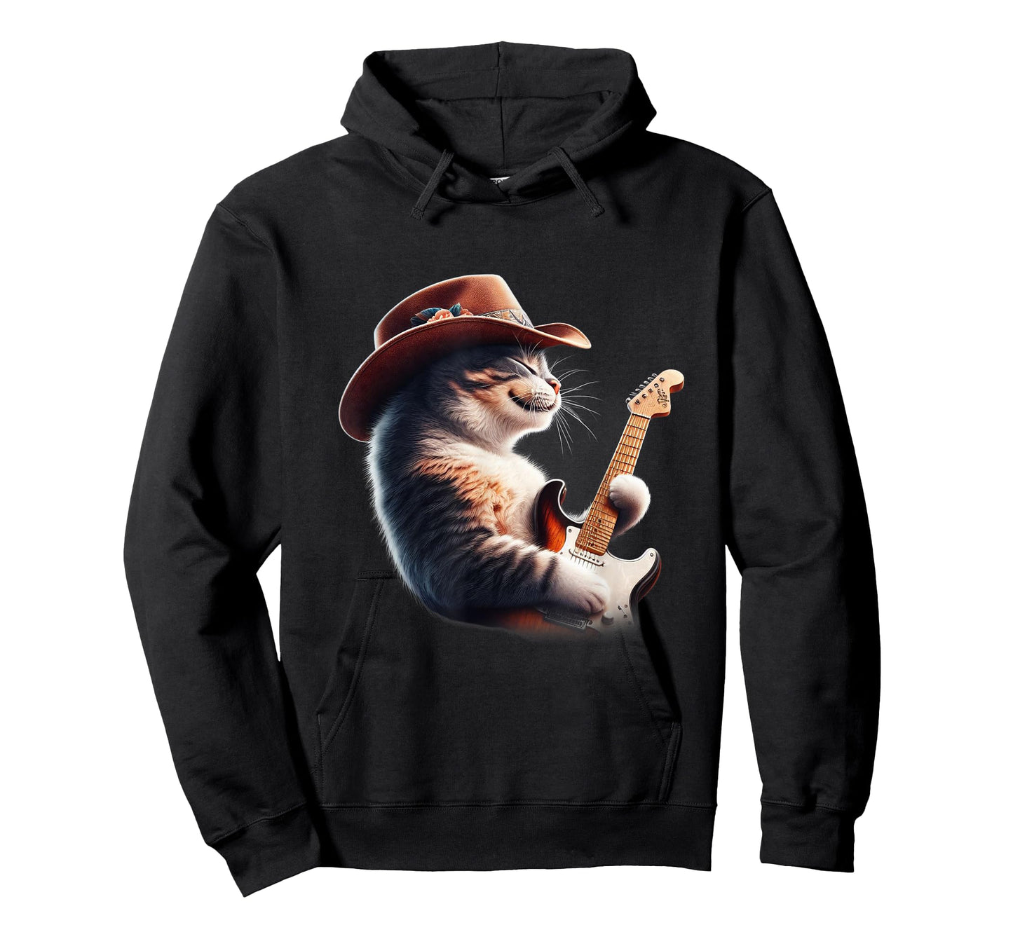Cat Playing Guitar - Funny Rock Music Guitar Cat Men Women Kids T-Shirt