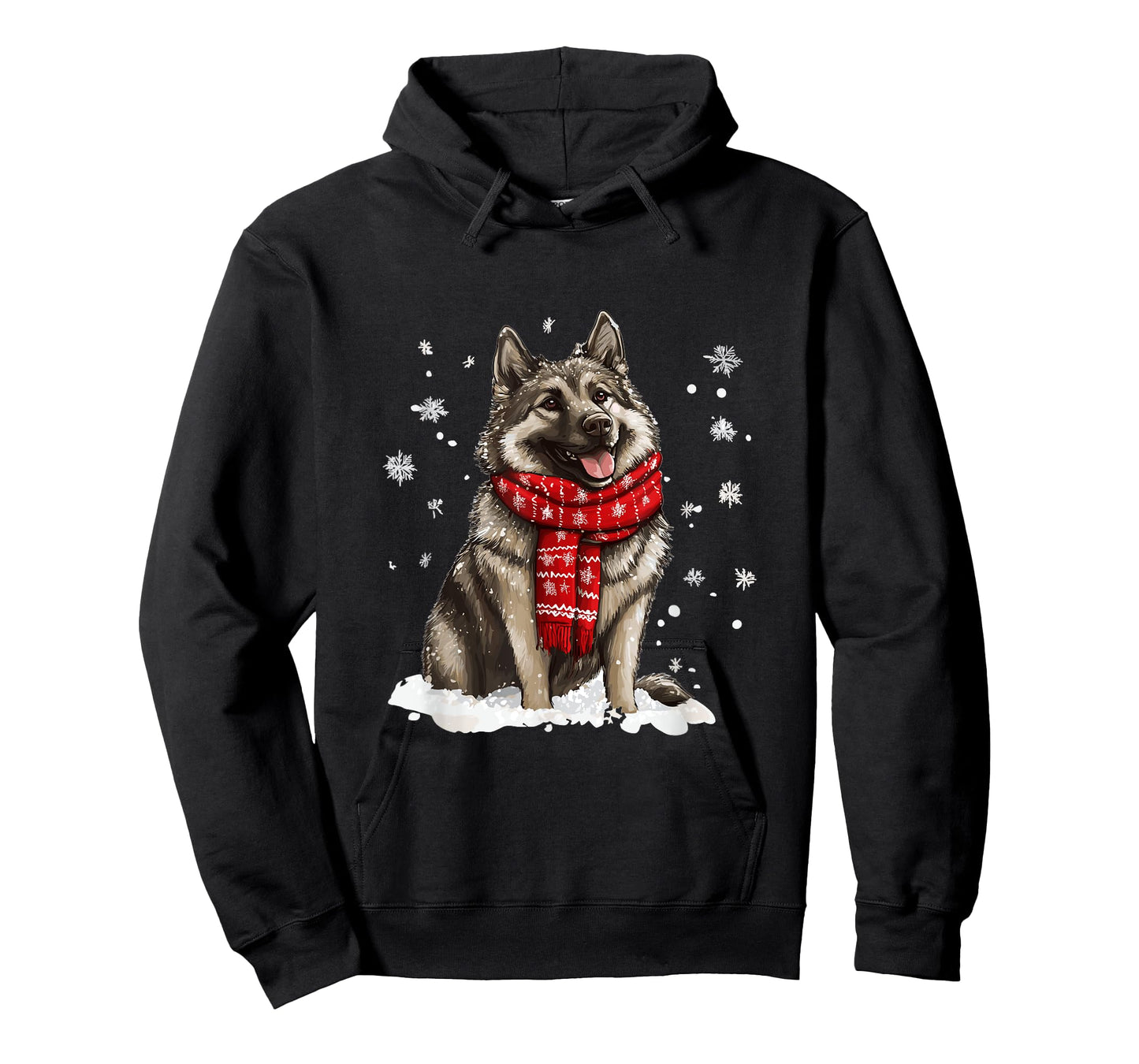 Cute Norwegian Elkhound Dog Christmas Merry X-mas Graphic T-Shirt