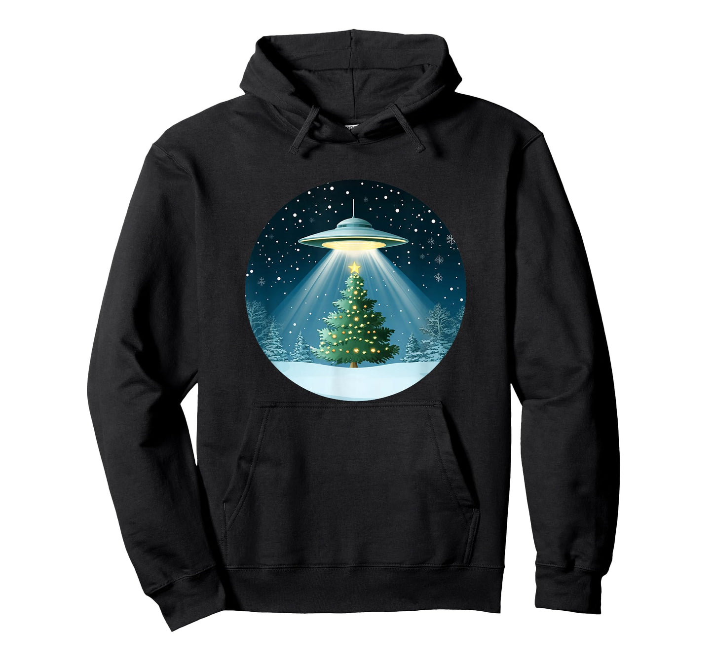 Christmas Tree Beamed by UFO for Interstellar Holiday Joy T-Shirt