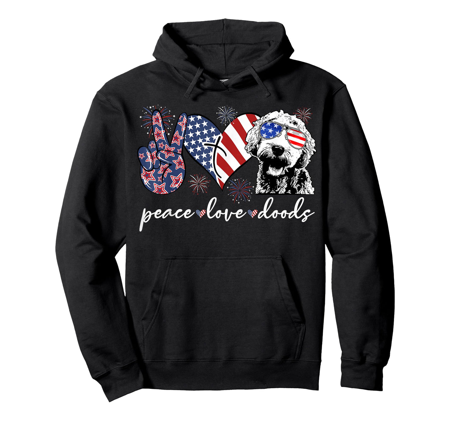 Peace Love Doods Goldendoodle USA Flag Doodle 4th of July T-Shirt