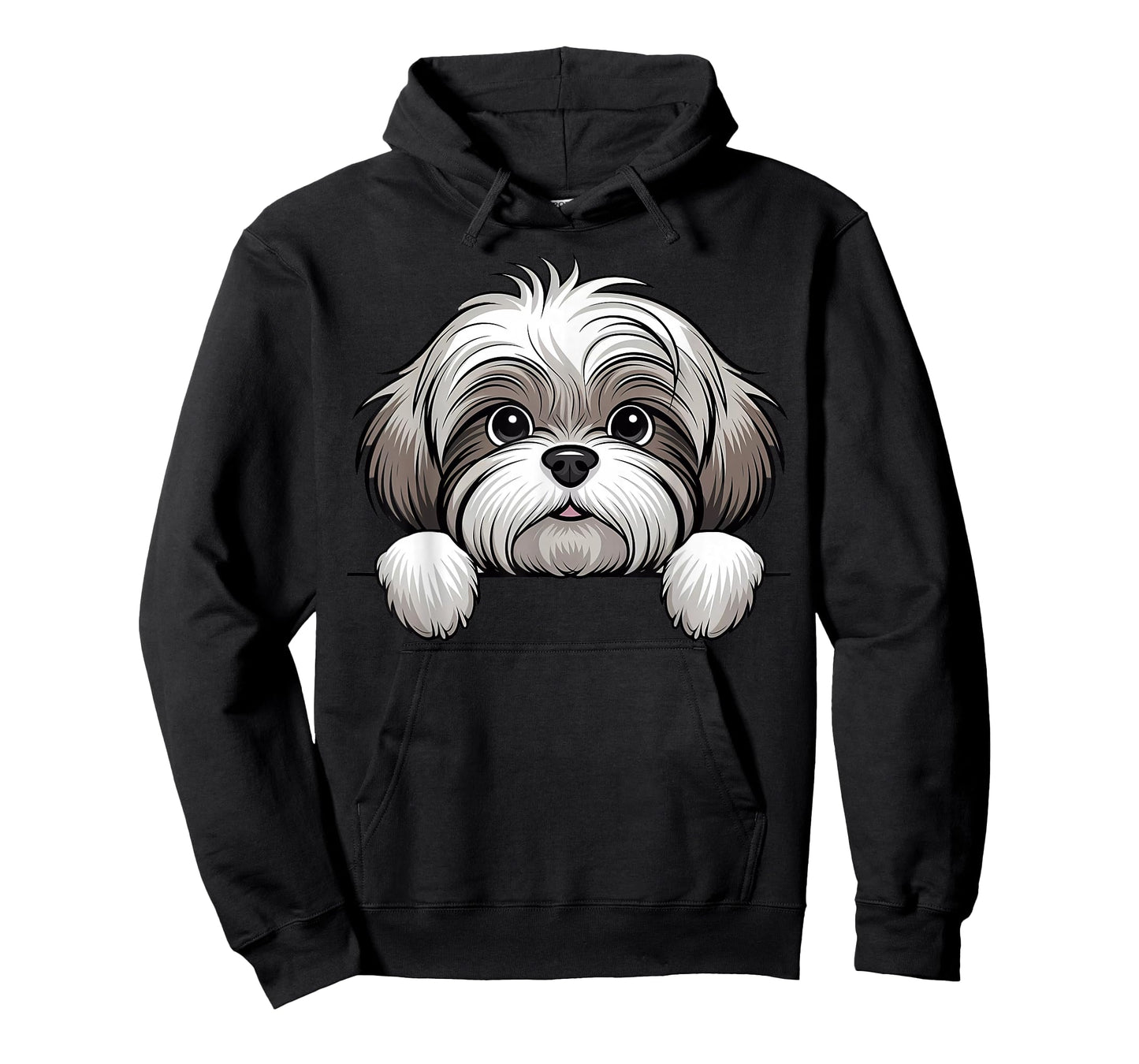 Cute Lhasa Apso Peeking Pocket Puppy Funny Dog Lover T-Shirt