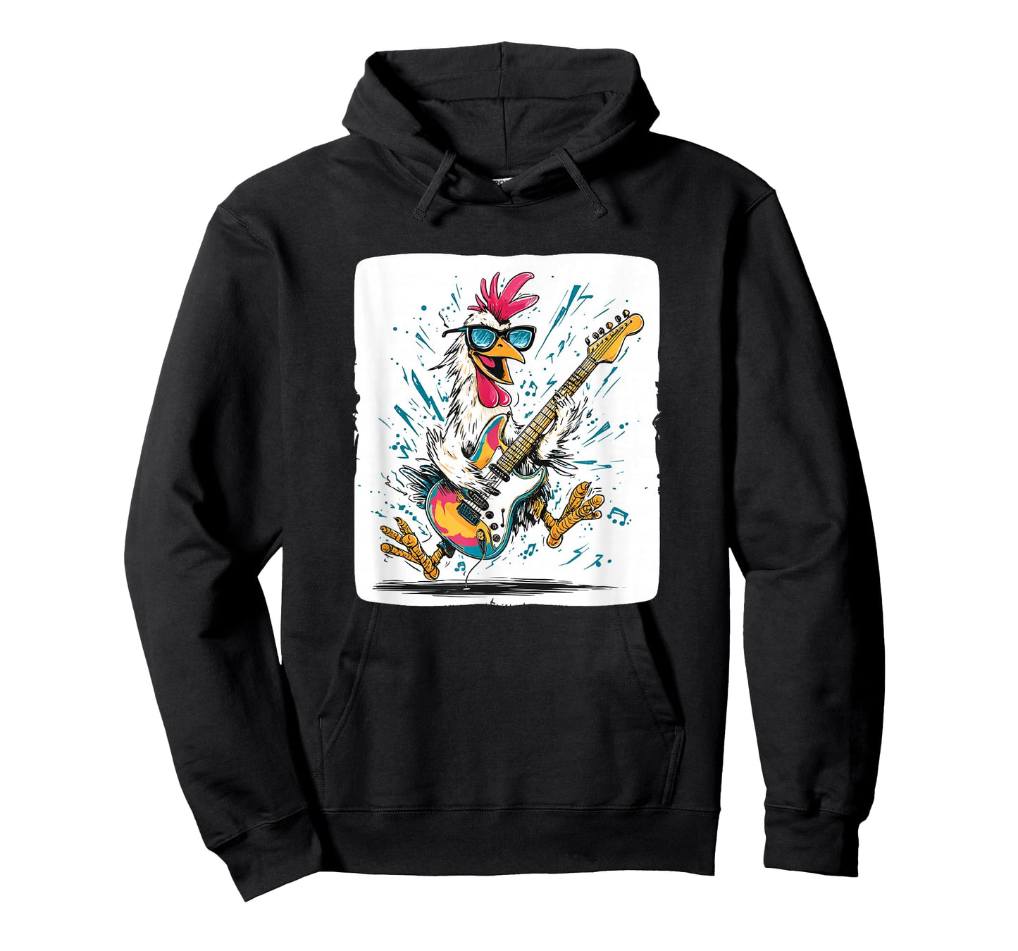 Chicken Glasses with Cool Guitar for Rock Music Lovers T-Shirt