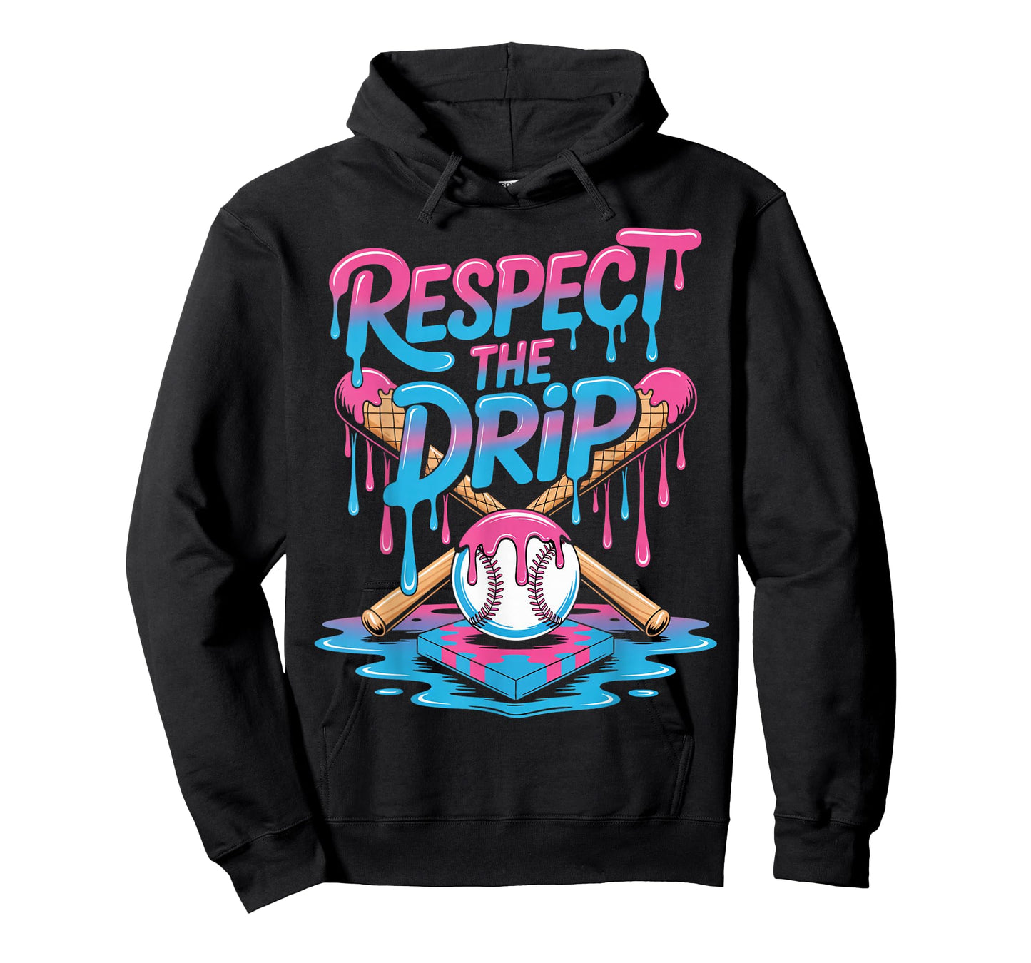 Respect The Drip Ice Cream Drip Men Women Game Baseball Drip T-Shirt