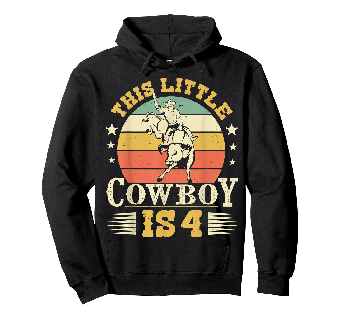 This Little Cowboy Is 4 Western Country Rodeo 4th Birthday T-Shirt