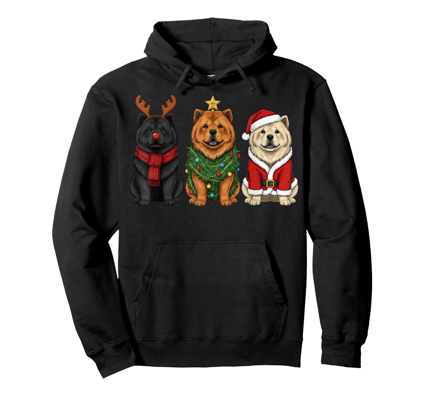 Retro Christmas Chow Chow Santa Reindeer Dog Lover T-Shirt