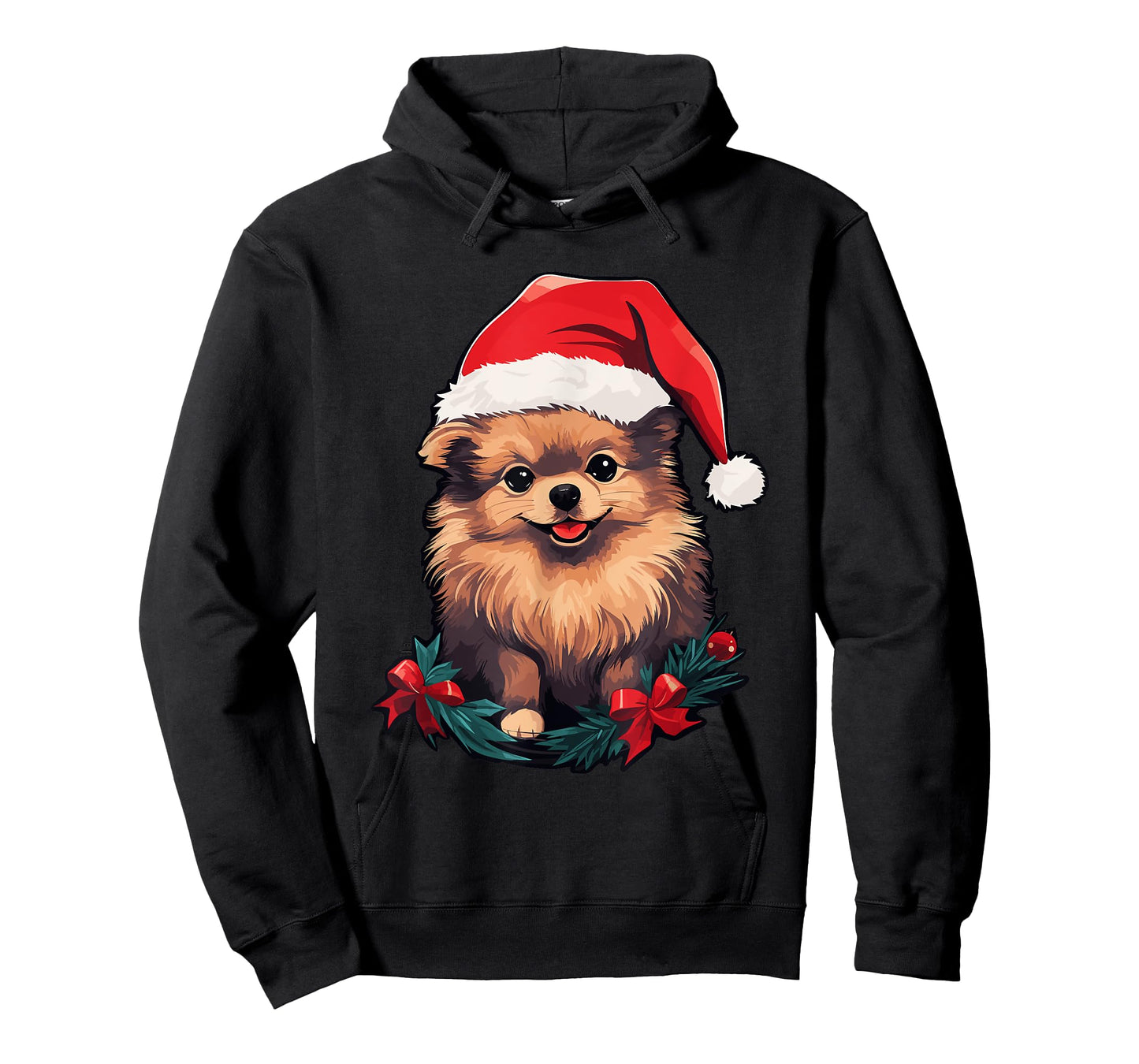 Cute Pomeranian Dog Christmas Santa Hat Xmas Pajama T-Shirt for Men Women Kids