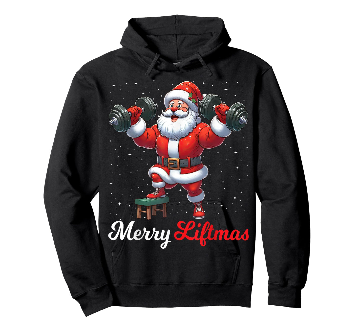 Merry Liftmas Santa Weightlifting Gym Fitness Christmas Snow T-Shirt