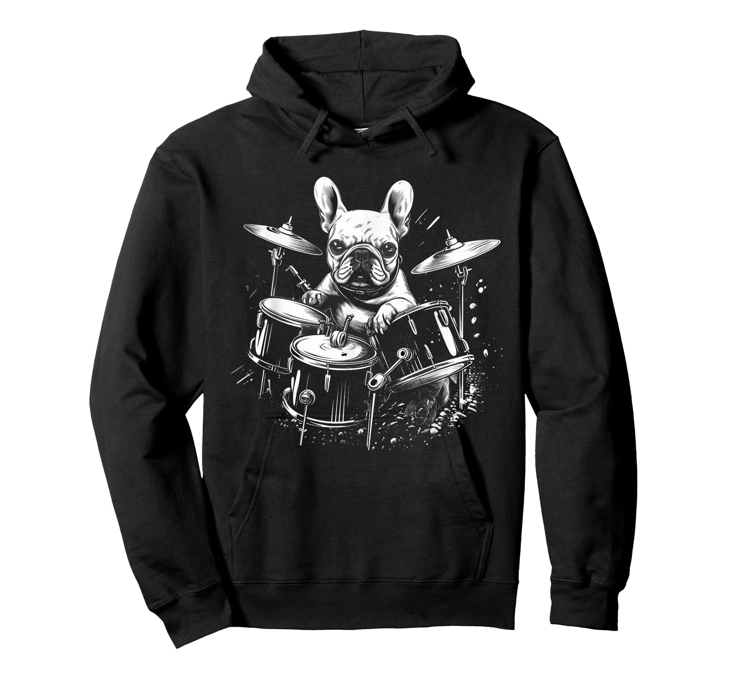 Funny French Bulldog Dog Playing Drums T-Shirt for Men Women