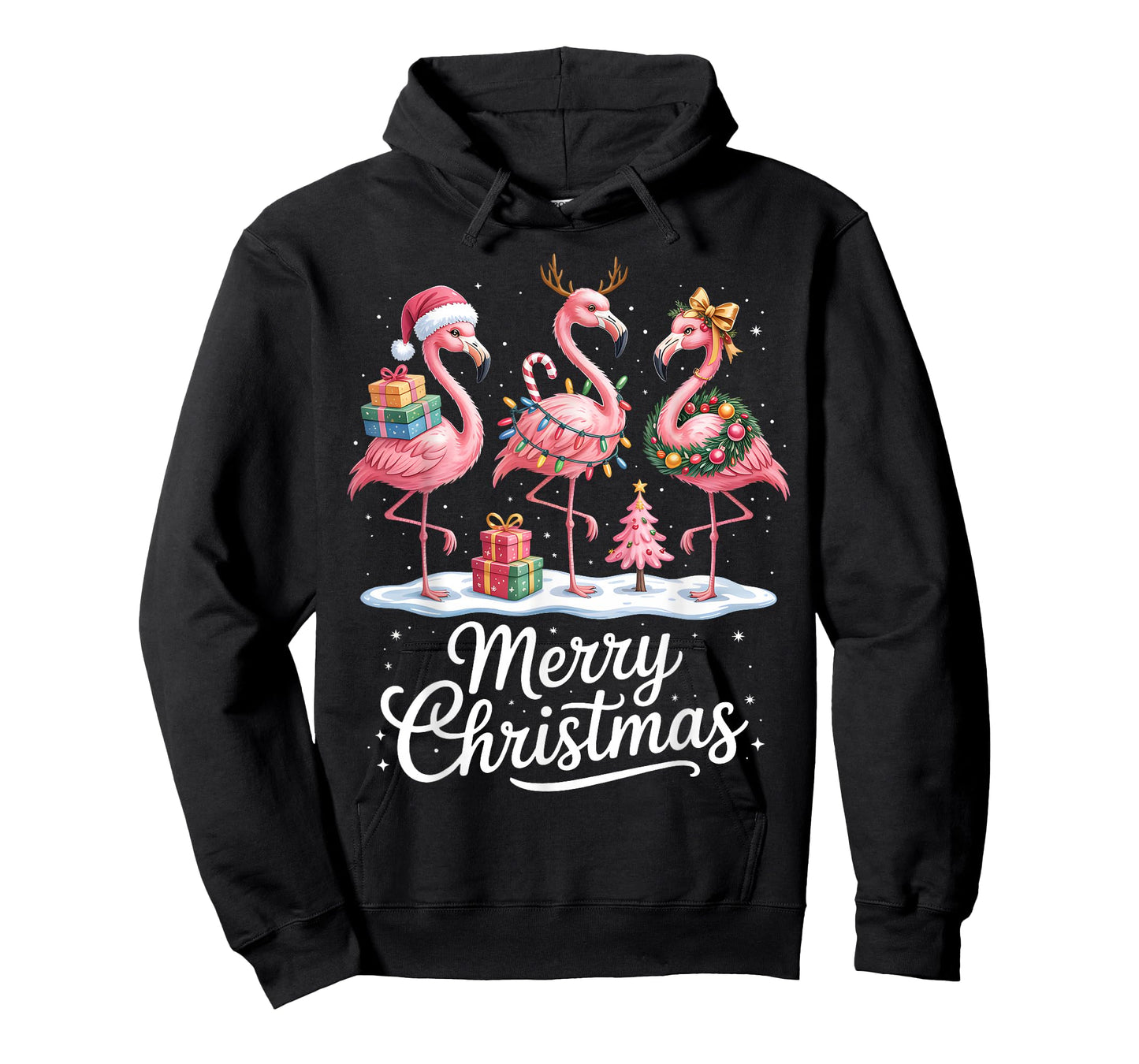 Merry Christmas Flamingo Women Girls Kids Xmas Flamingos T-Shirt