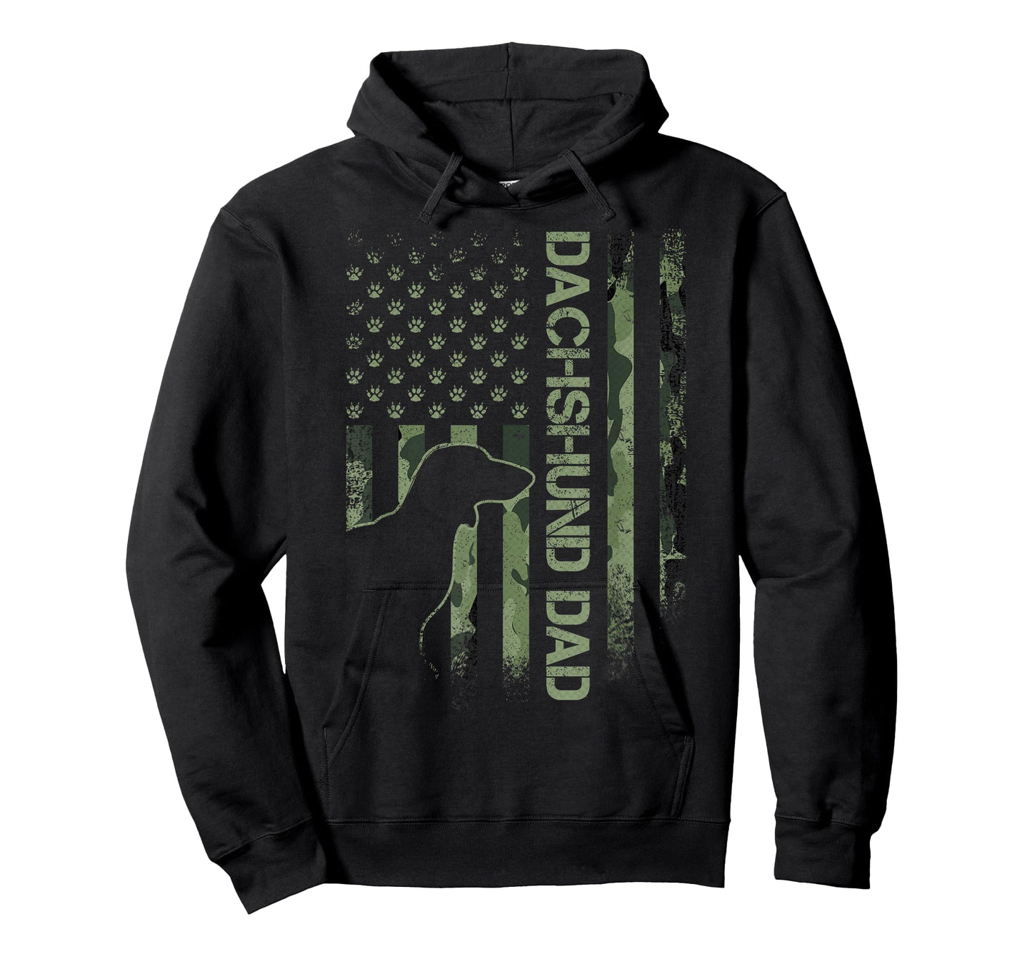 Vintage USA Camo Flag Proud Dachshund Dad Wiener Silhouette T-Shirt