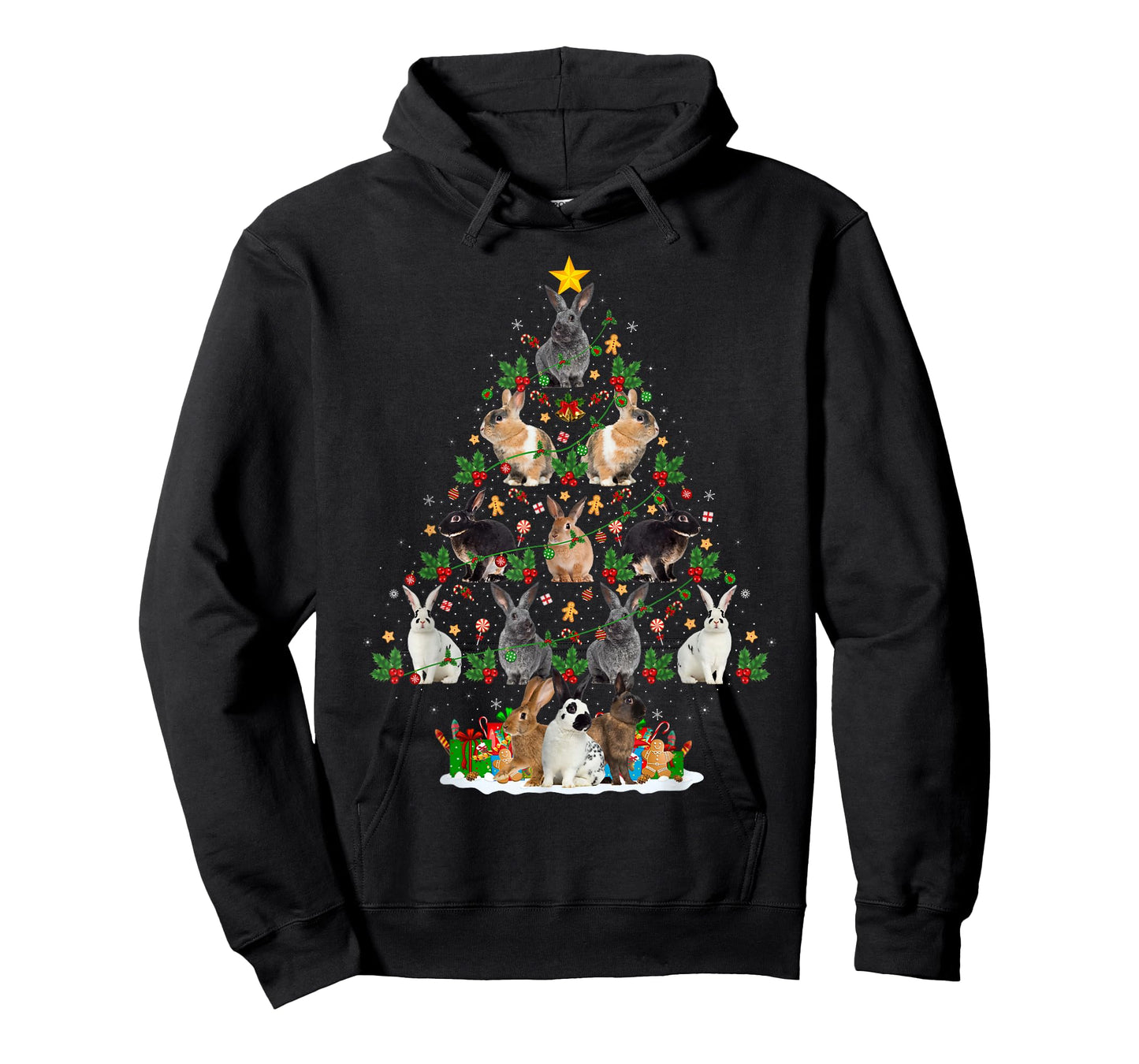 Bunny Rabbit Christmas Tree Lights Decor Pet Animals Xmas T-Shirt