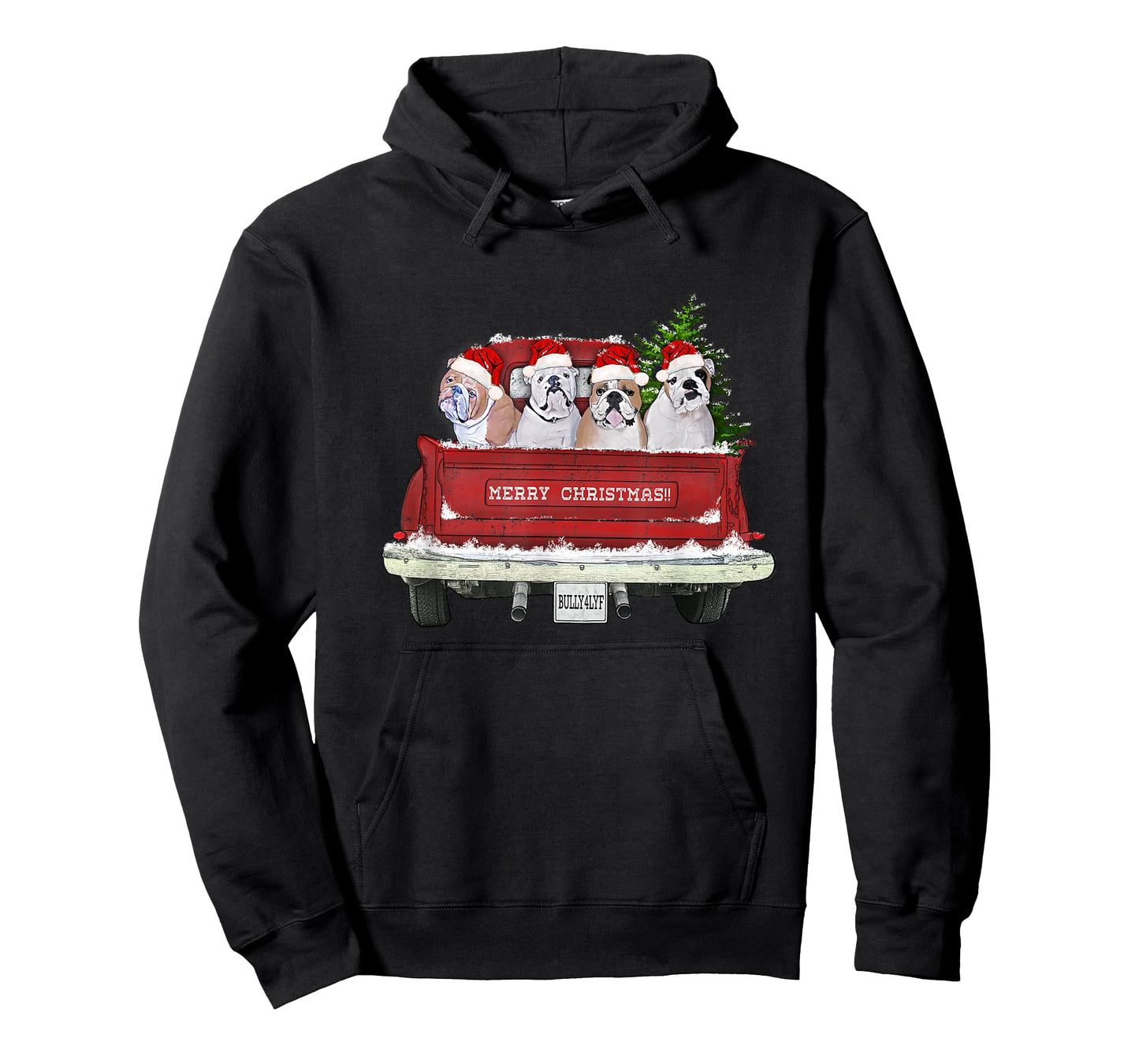 English Bulldogs Vintage Farm Truck Christmas T-Shirt