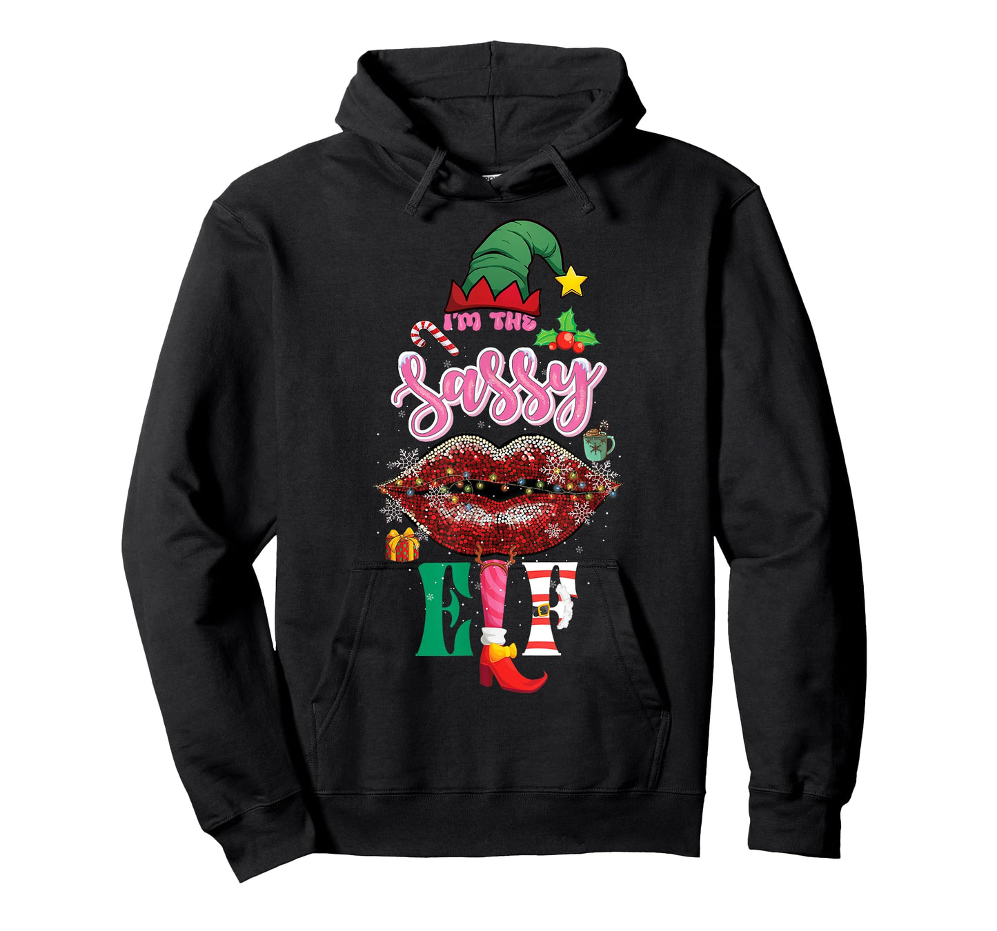 Funny Christmas Clothing I'm The Sassy Elf Sweet Lips Xmas T-Shirt