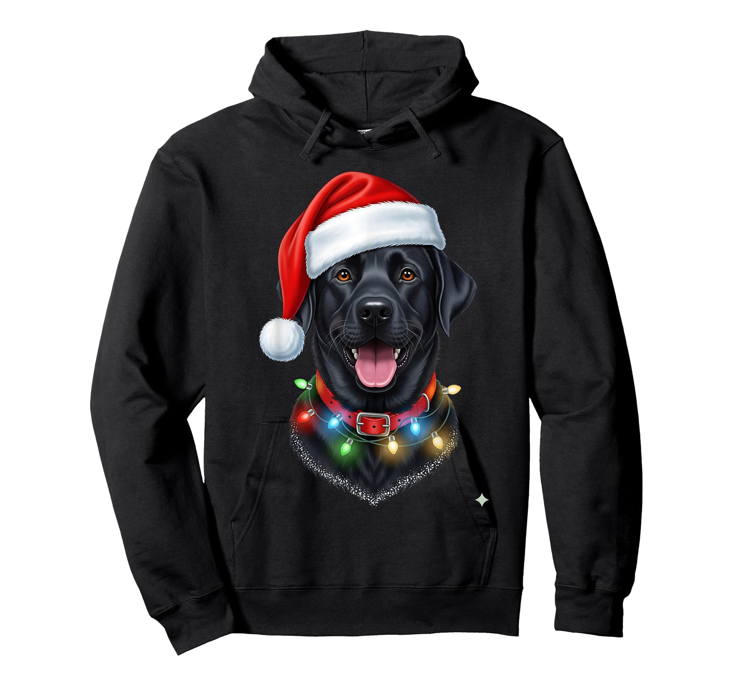 Black Lab Labrador Christmas Dog Santa Hat Light Pajama Xmas T-Shirt