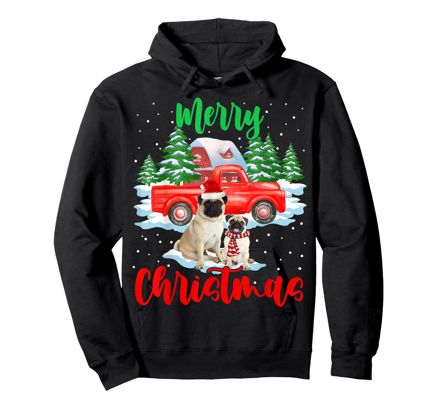 Merry Christmas Santa Pug And Truck Dog Gift T-Shirt for Men Women Kids