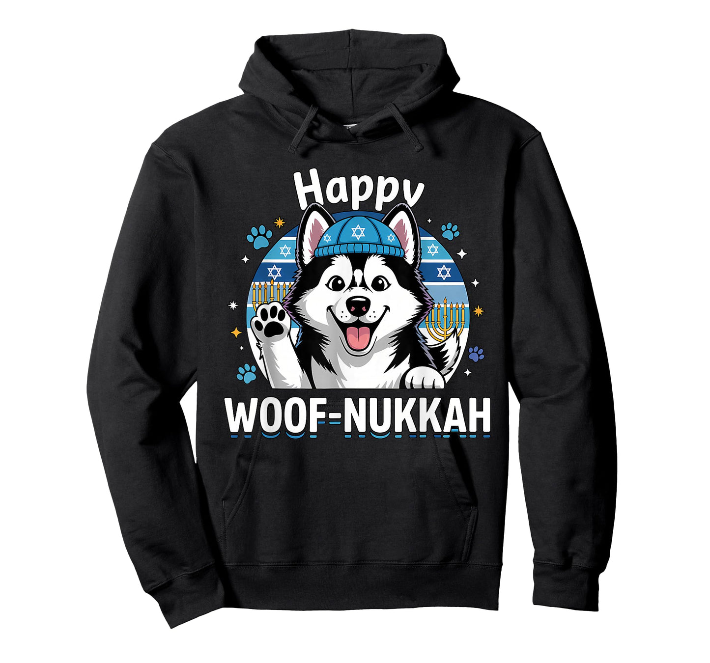 Happy Woof-Nukkah Dog Celebration Cute Husky T-Shirt