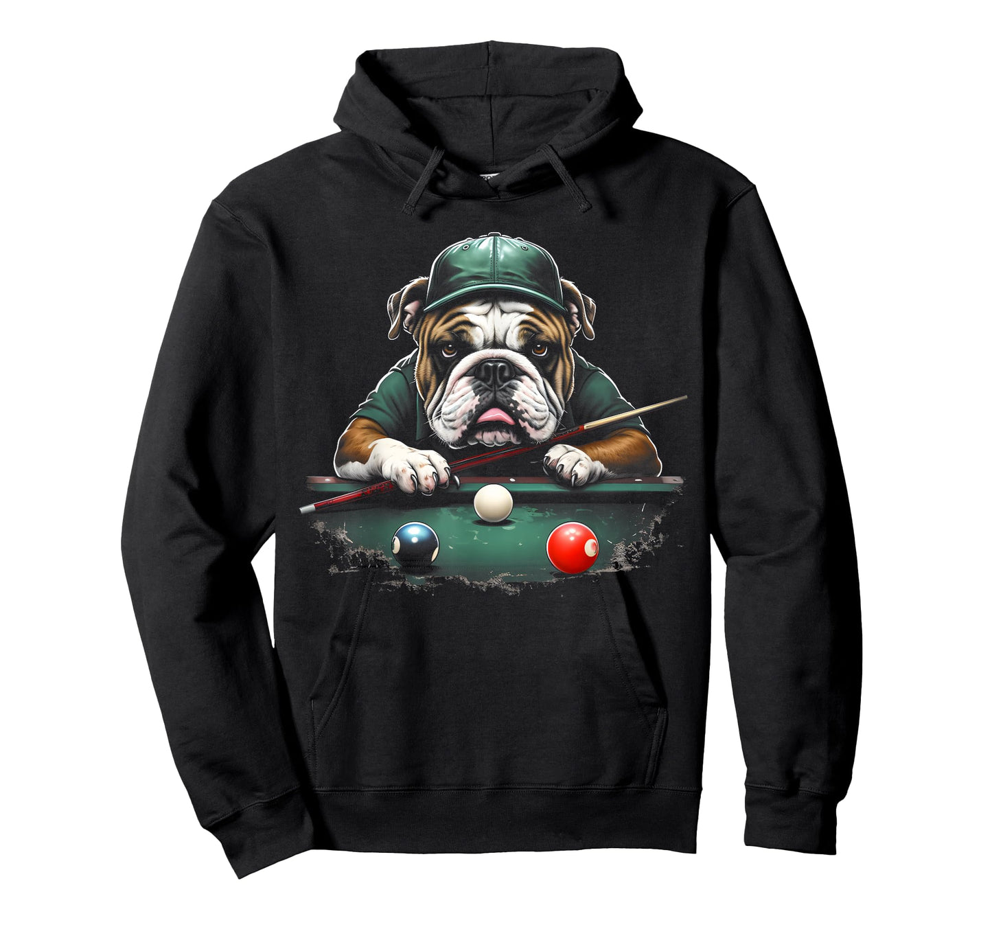 Bulldog Dog Playing Pool Billiard Lover Funny 8 Ball T-Shirt