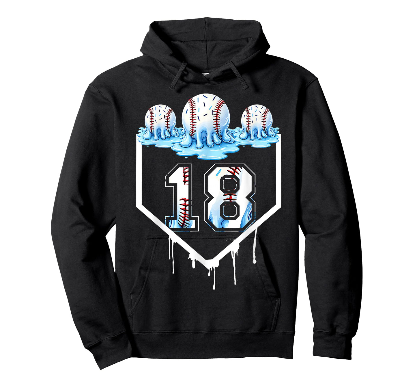 18th Birthday Party Ice Cream Drip Baseball Lover 18 Years T-Shirt