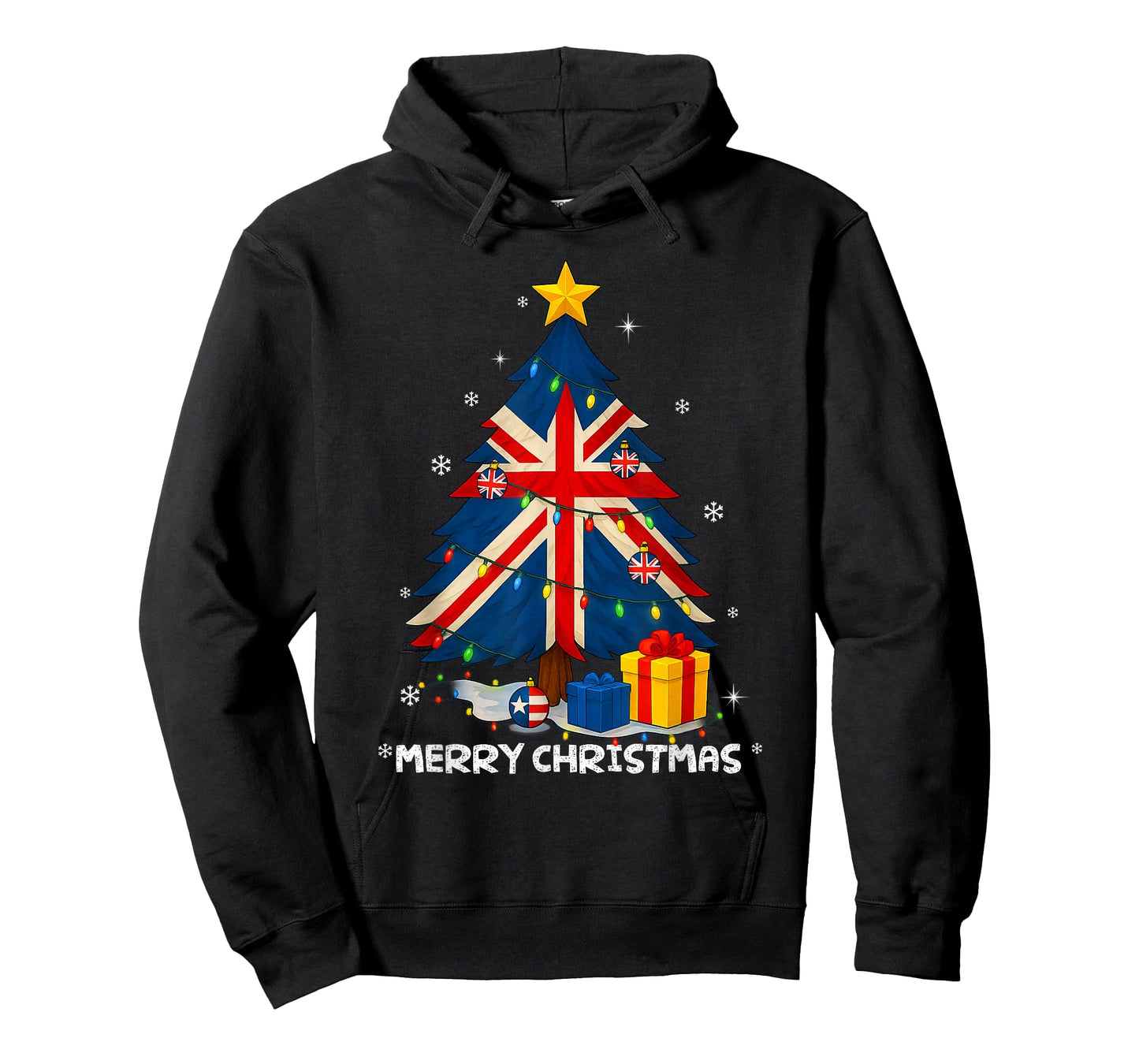 British Flag Tree Lights Christmas Pajamas -Country Xmas T-Shirt