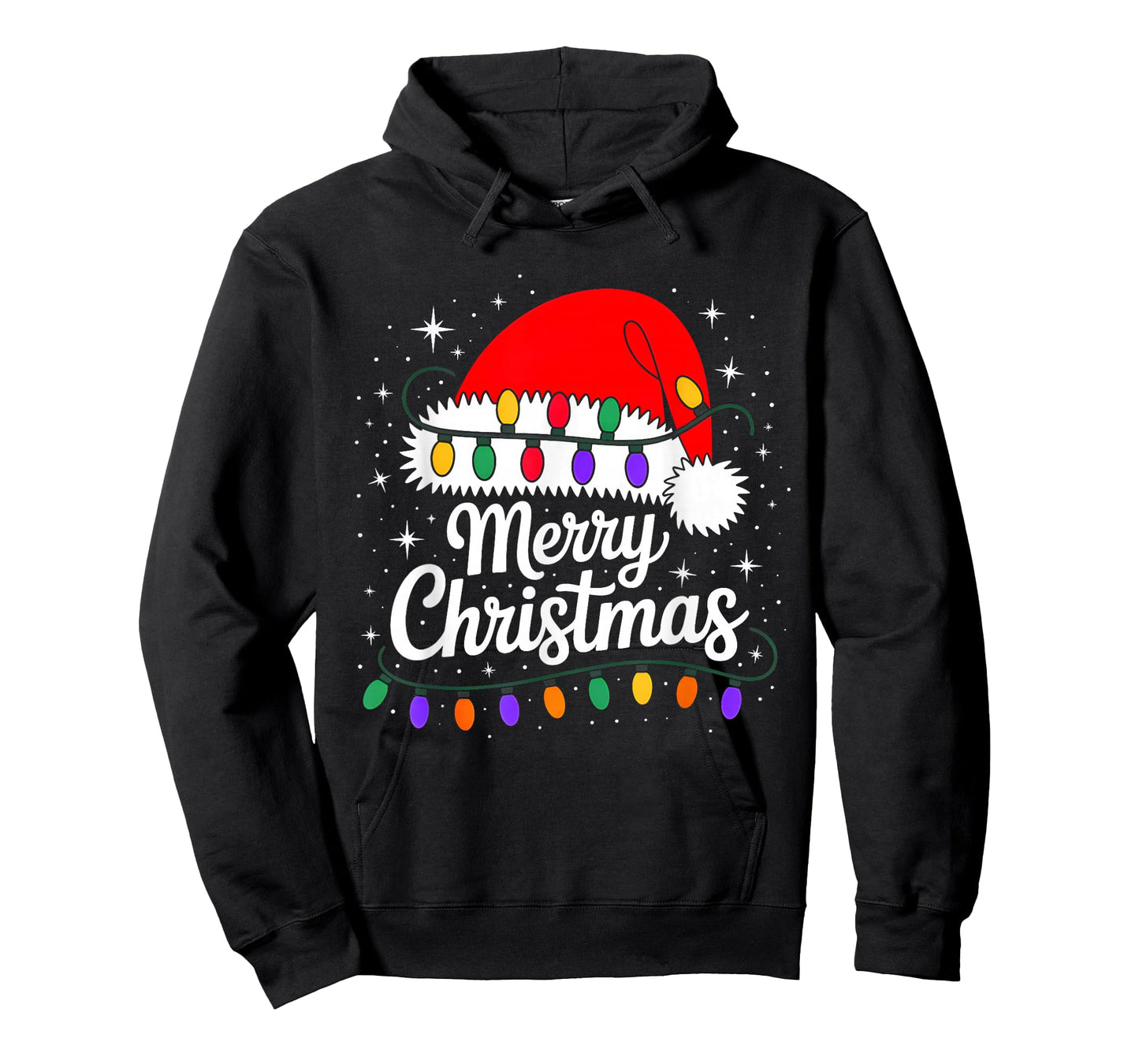 Merry Christmas Lights Red Santa Hat Xmas Family Men Women T-Shirt