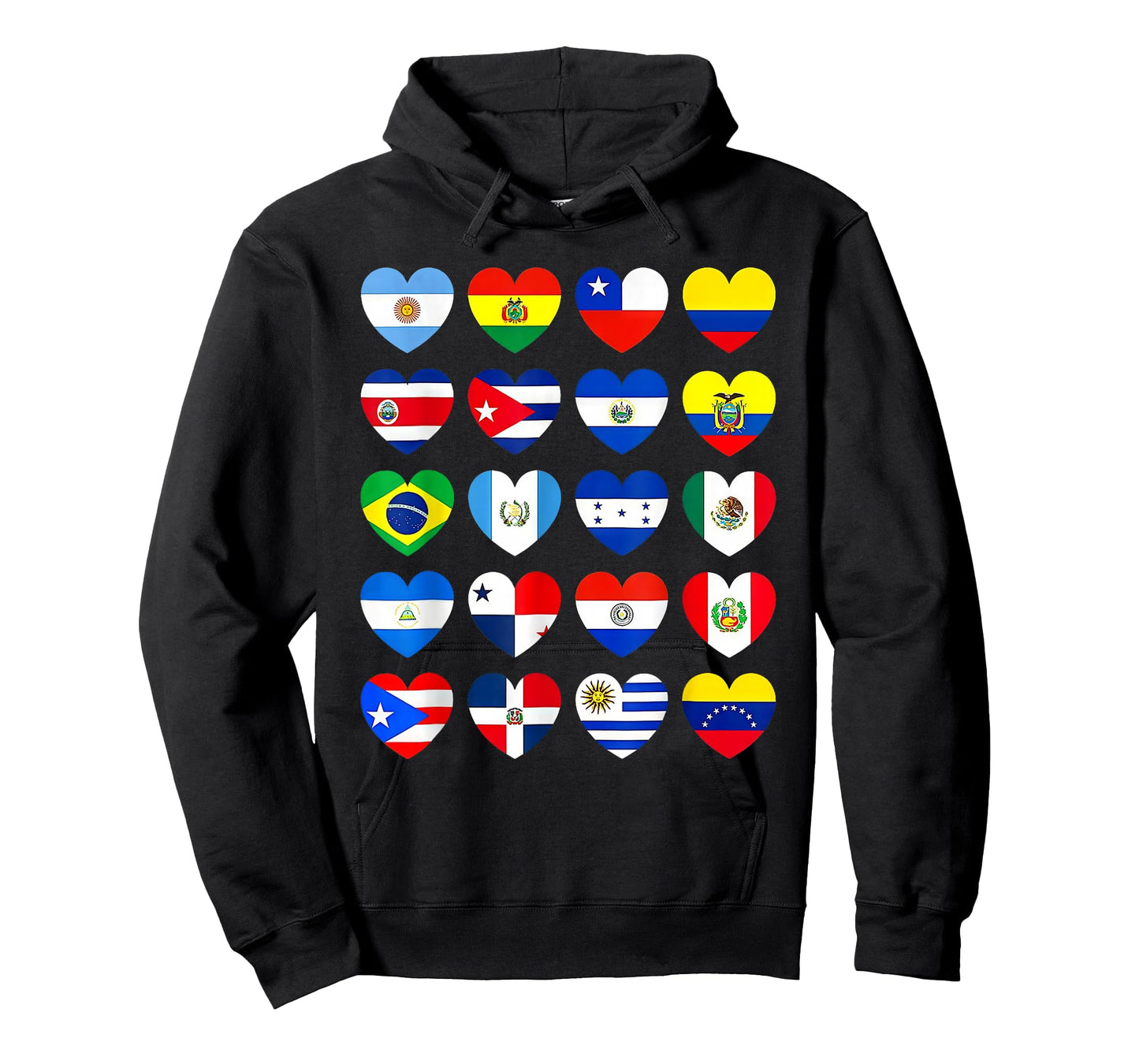 Hispanic Heritage Month Latino All Countries Heart Flags T-Shirt