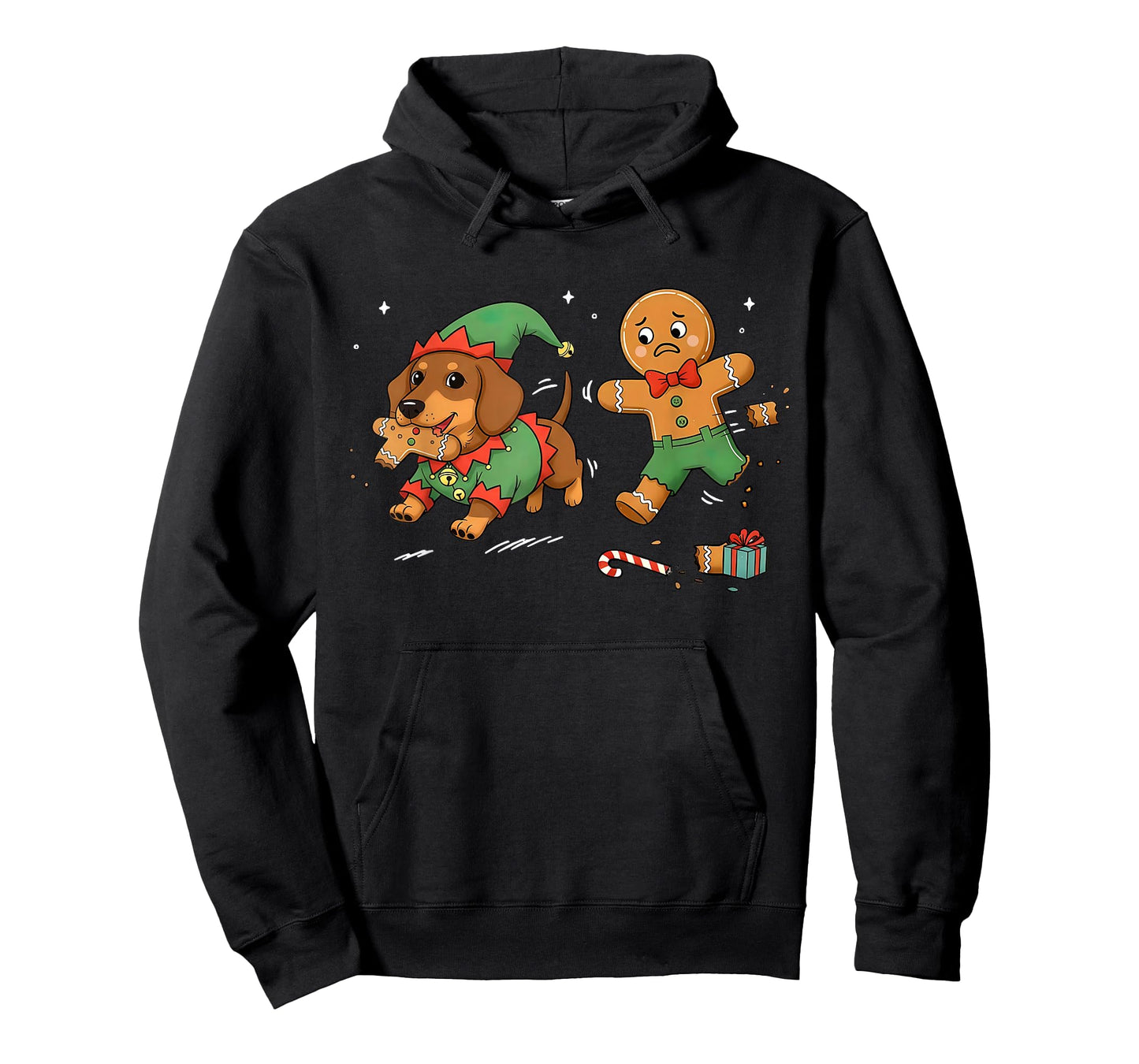 Dachshund Dog Christmas Chasing Gingerbread Dog Mom Weenie T-Shirt