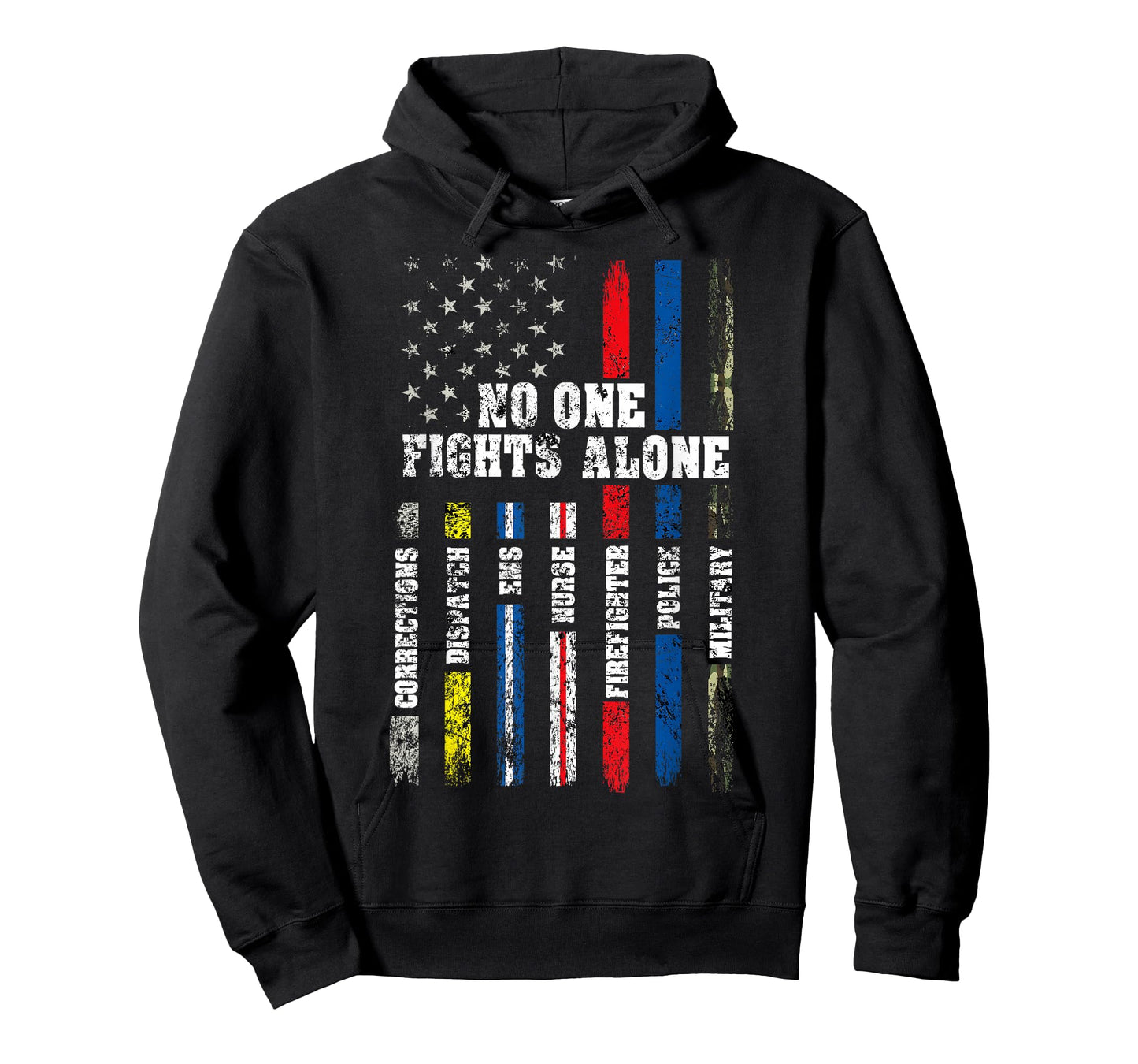 American Flag Thin Line Police Fire Military Nurse Responder T-Shirt Small